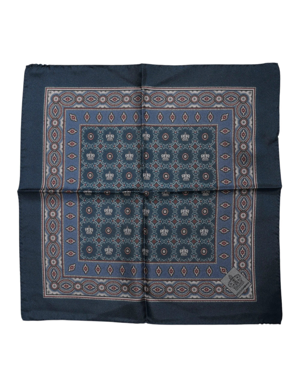 Dolce & Gabbana Blue Printed Silk Square Men Foulard Scarf by Dolce & Gabbana