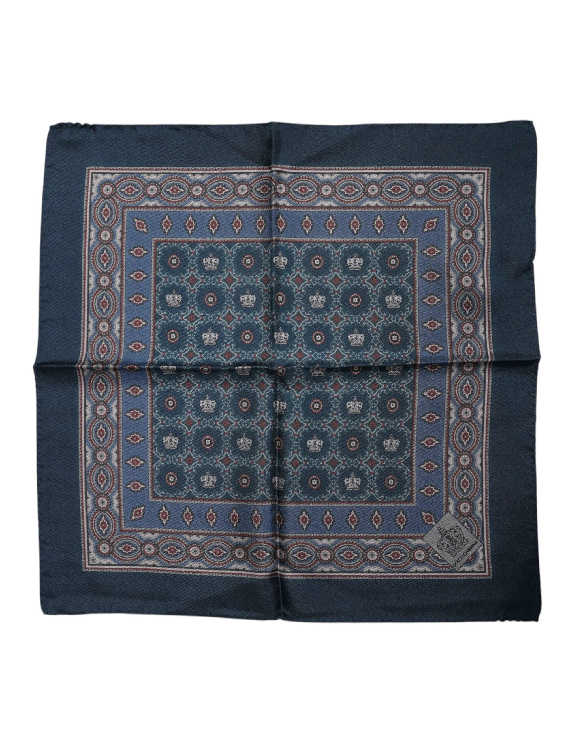 Dolce & Gabbana Blue Printed Silk Square Men Foulard Scarf by Dolce & Gabbana
