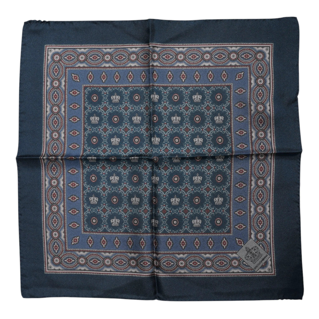 Dolce & Gabbana Blue Printed Silk Square Men Foulard Scarf by Dolce & Gabbana