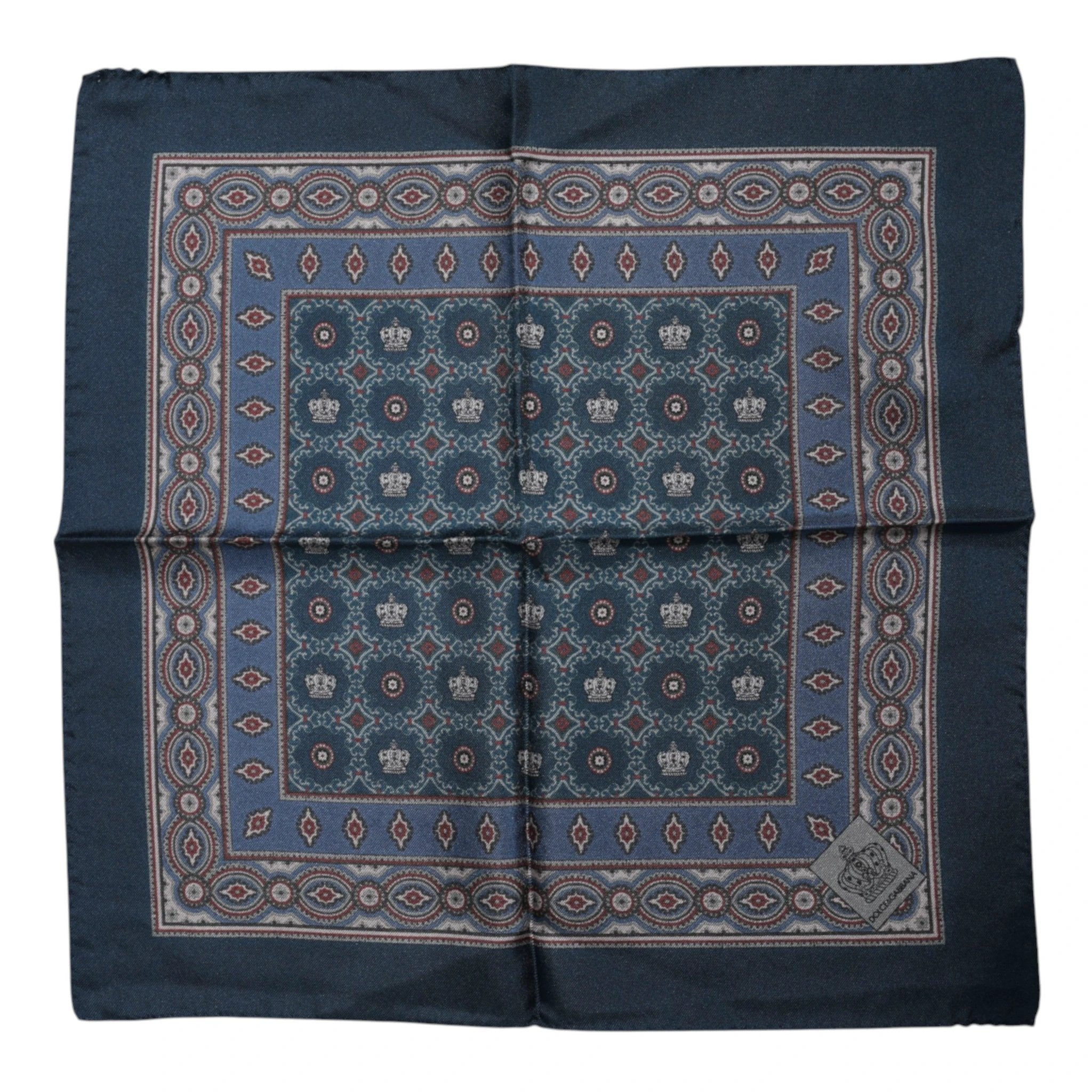Dolce & Gabbana Blue Printed Silk Square Men Foulard Scarf by Dolce & Gabbana