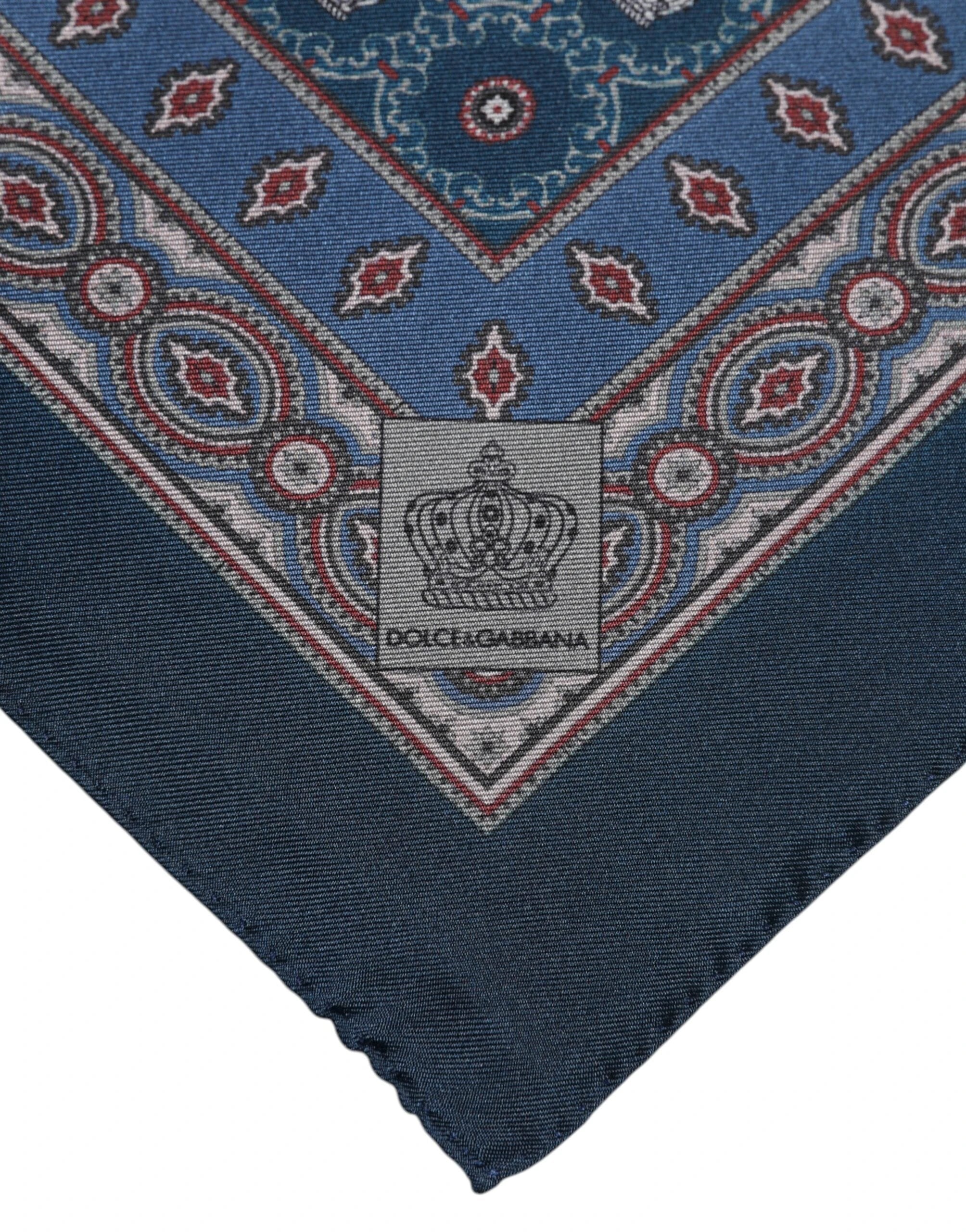 Dolce & Gabbana Blue Printed Silk Square Men Foulard Scarf by Dolce & Gabbana