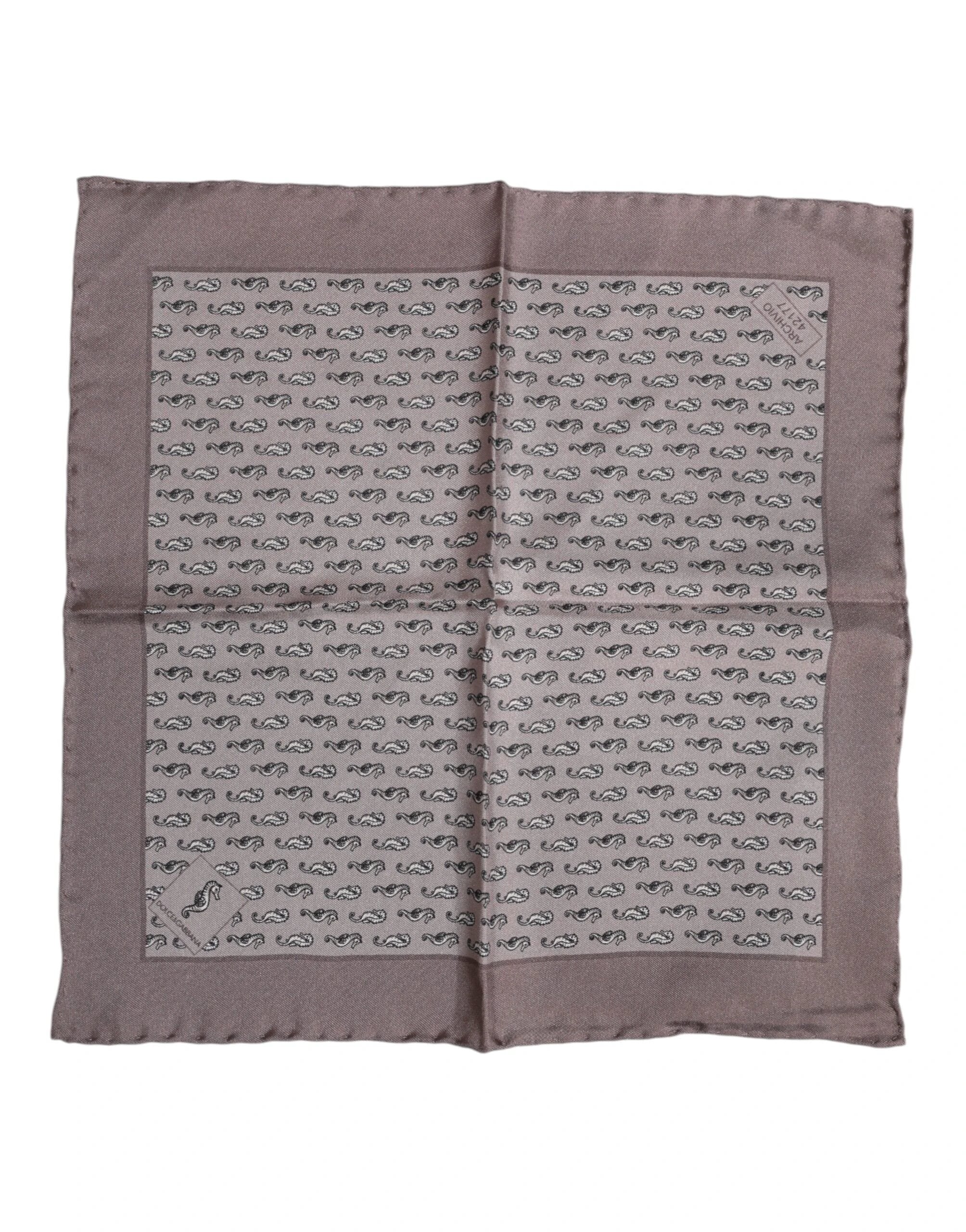 Dolce & Gabbana Brown Sea Horse Silk Square Foulard Scarf by Dolce & Gabbana