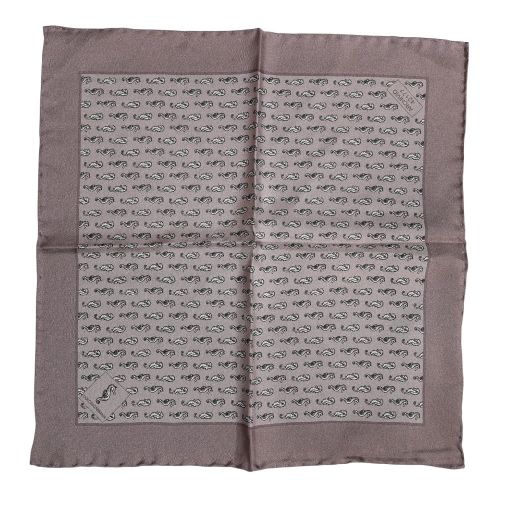 Dolce & Gabbana Brown Sea Horse Silk Square Foulard Scarf by Dolce & Gabbana