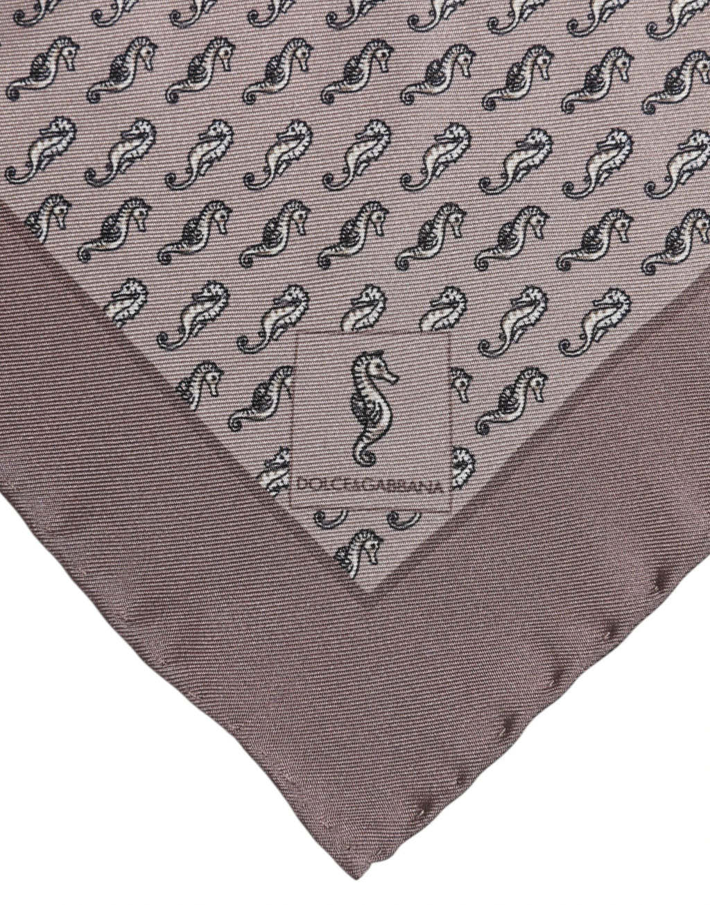 Dolce & Gabbana Brown Sea Horse Silk Square Foulard Scarf by Dolce & Gabbana
