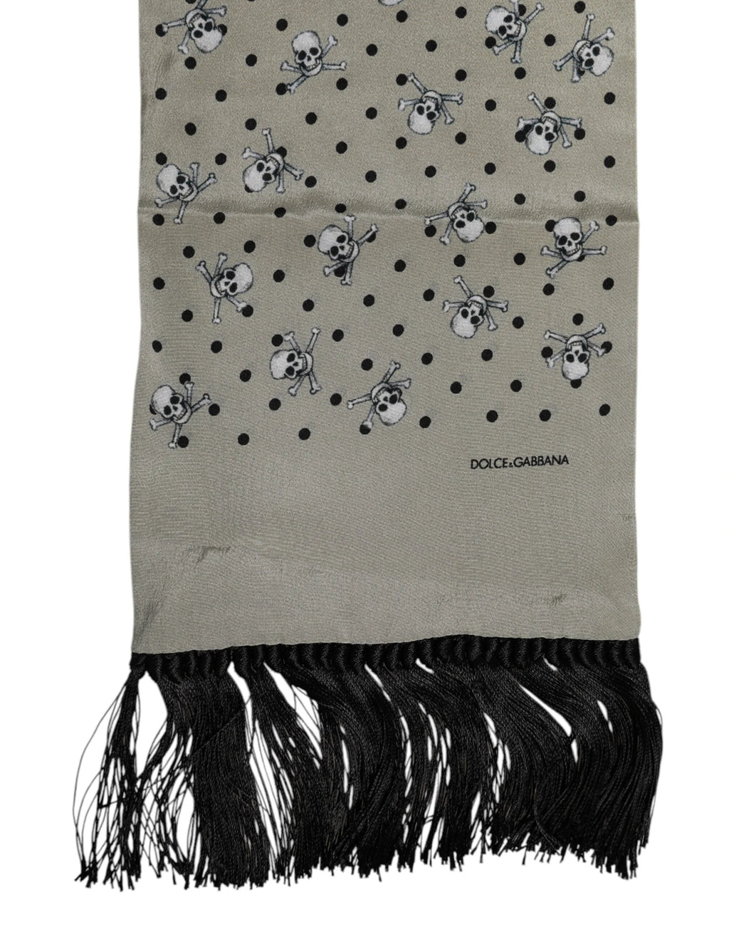 Dolce & Gabbana Gray Skulls Silk Fringes Men Foulard Scarf by Dolce & Gabbana