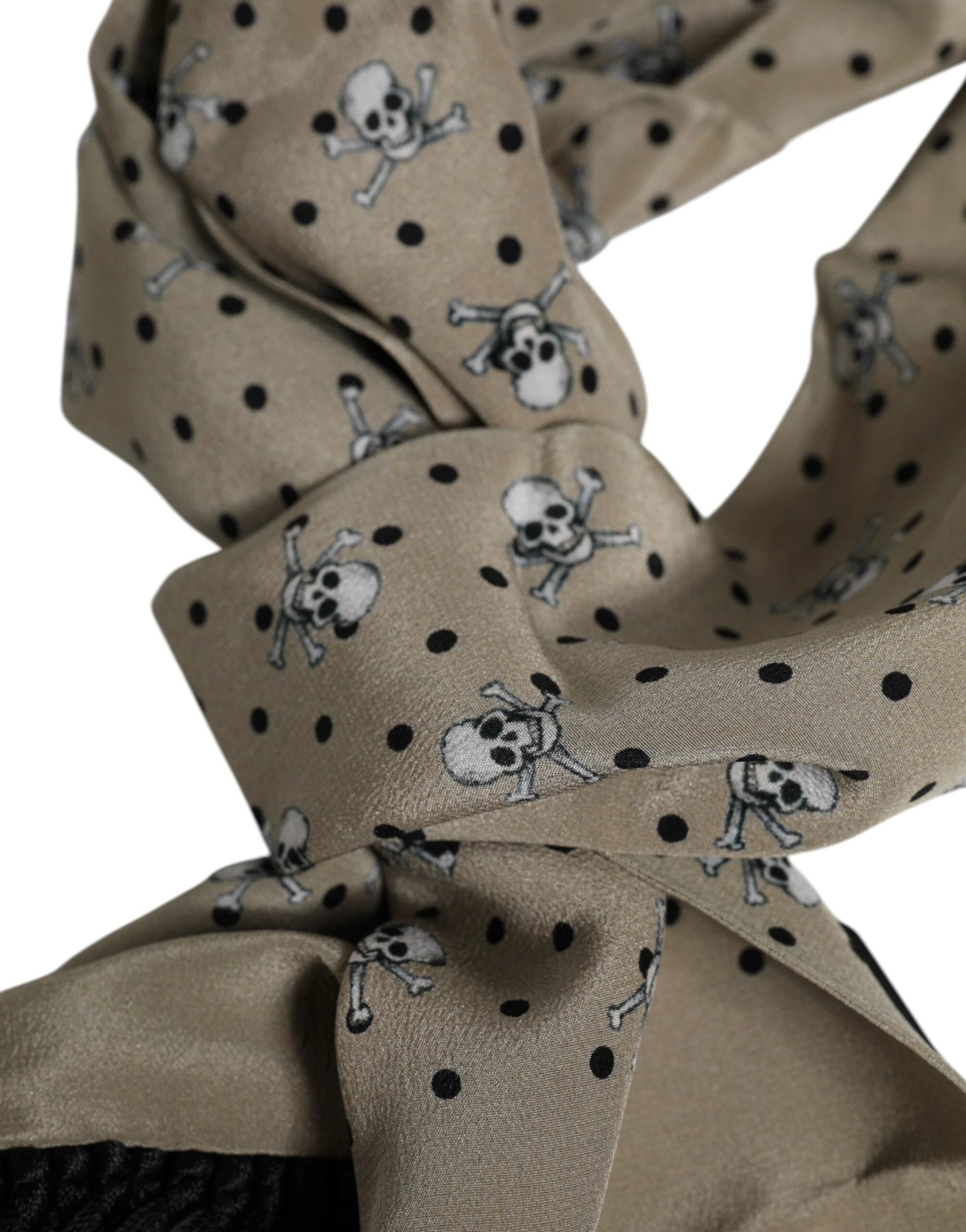 Dolce & Gabbana Gray Skulls Silk Fringes Men Foulard Scarf by Dolce & Gabbana