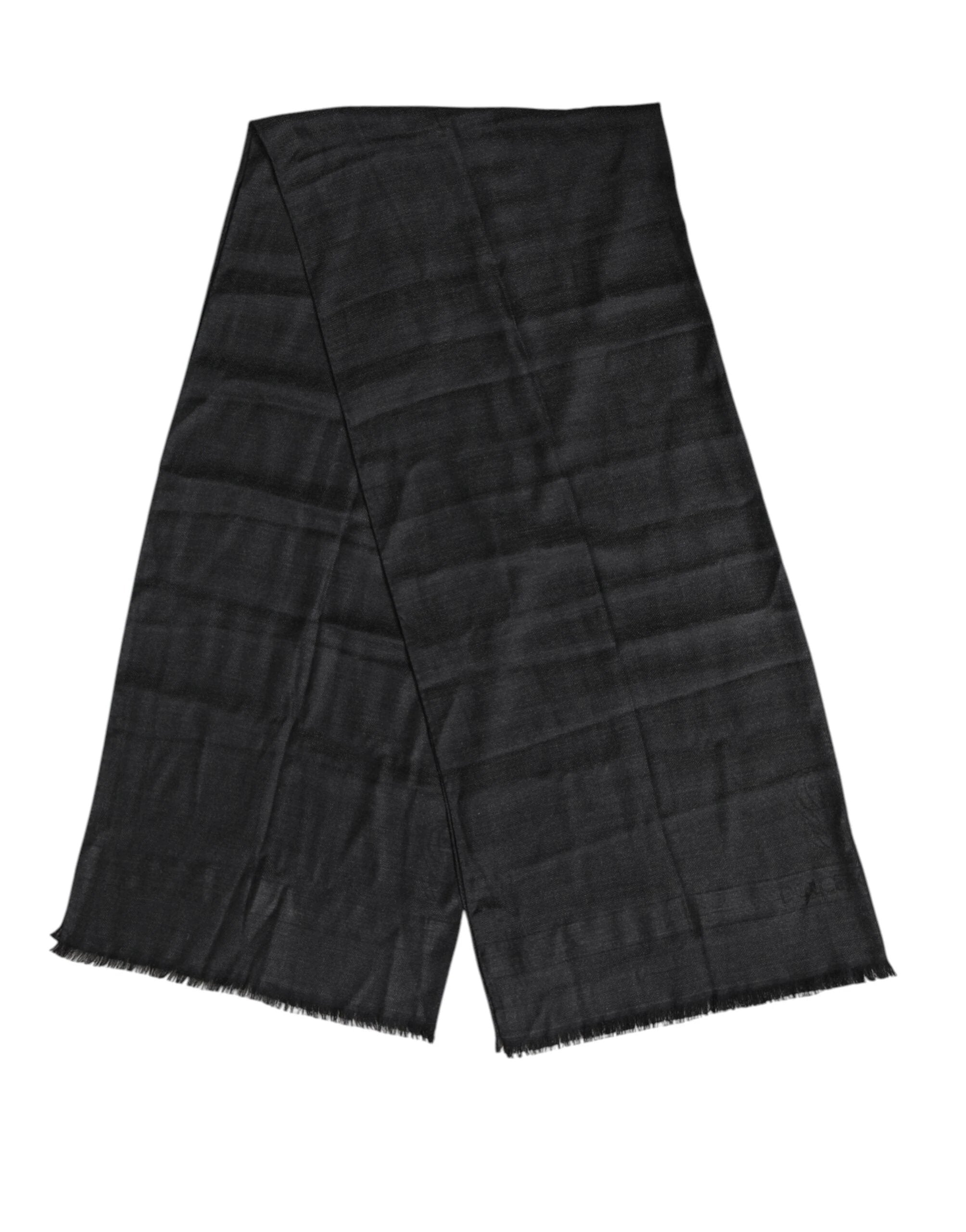 Dolce & Gabbana Dark Gray Cashmere Fringes Neck Warmer Scarf by Dolce & Gabbana