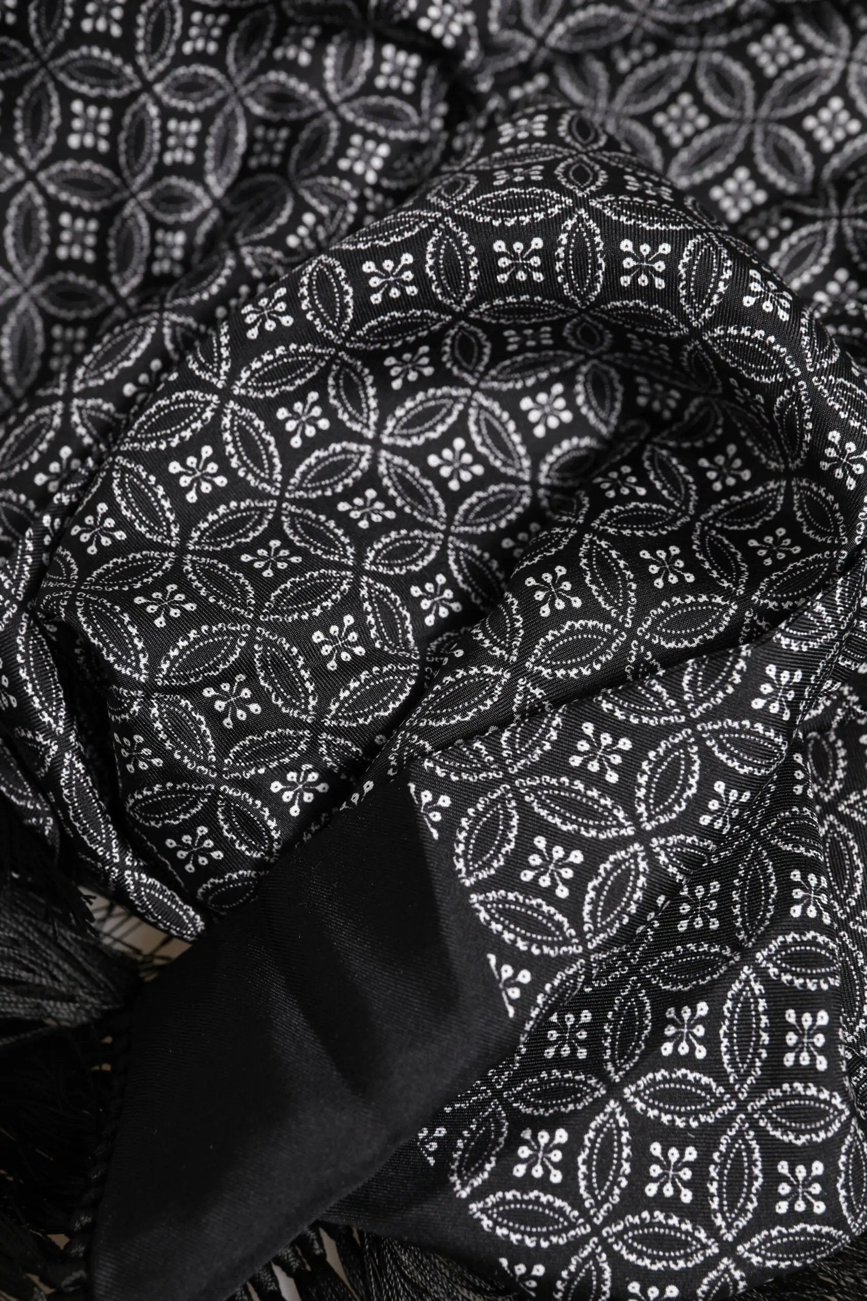 Dolce & Gabbana Black Patterned Fringes Men Foulard Scarf