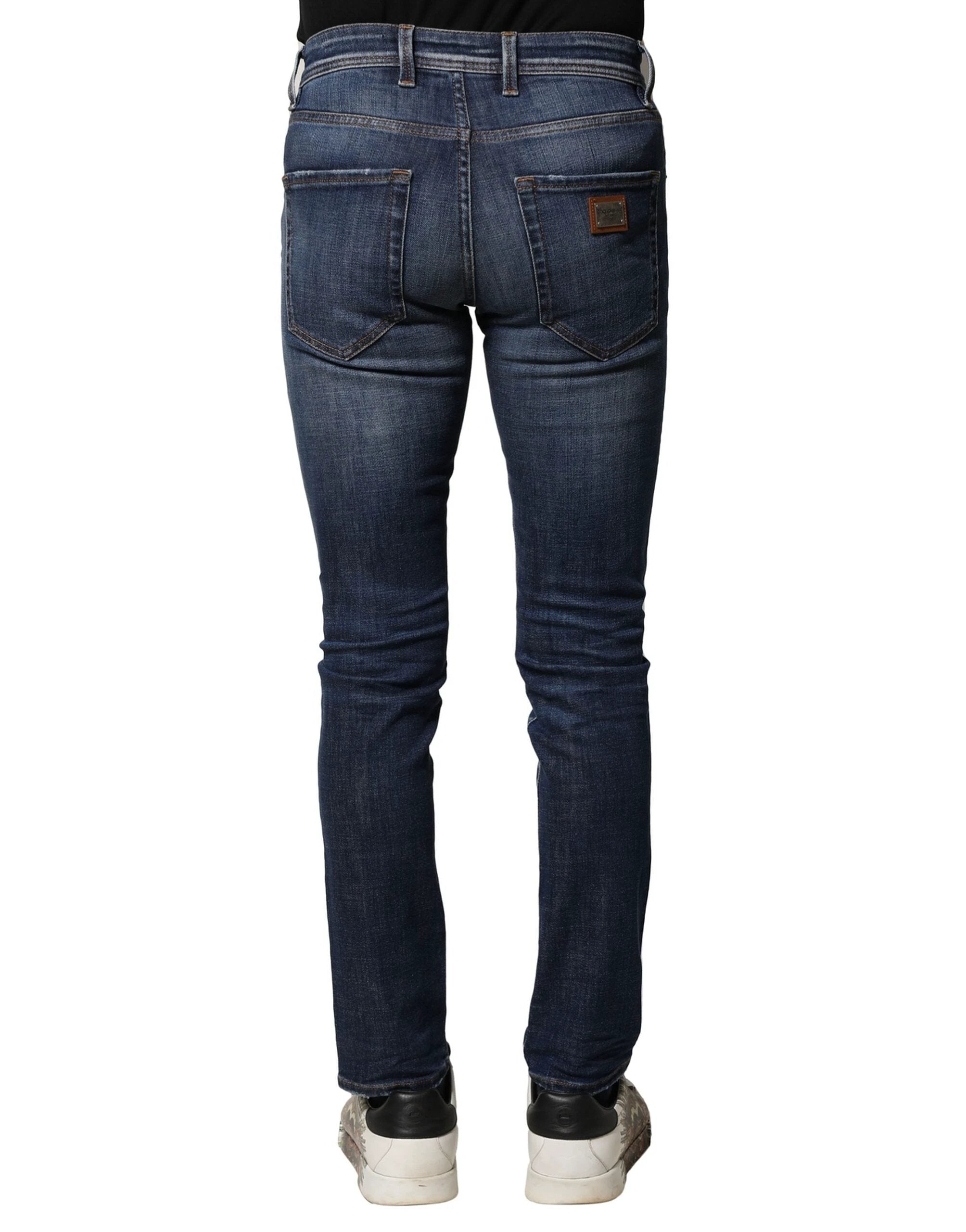 Dolce & Gabbana Blue Washed Cotton Slim Fit Men Denim Jeans by Dolce & Gabbana