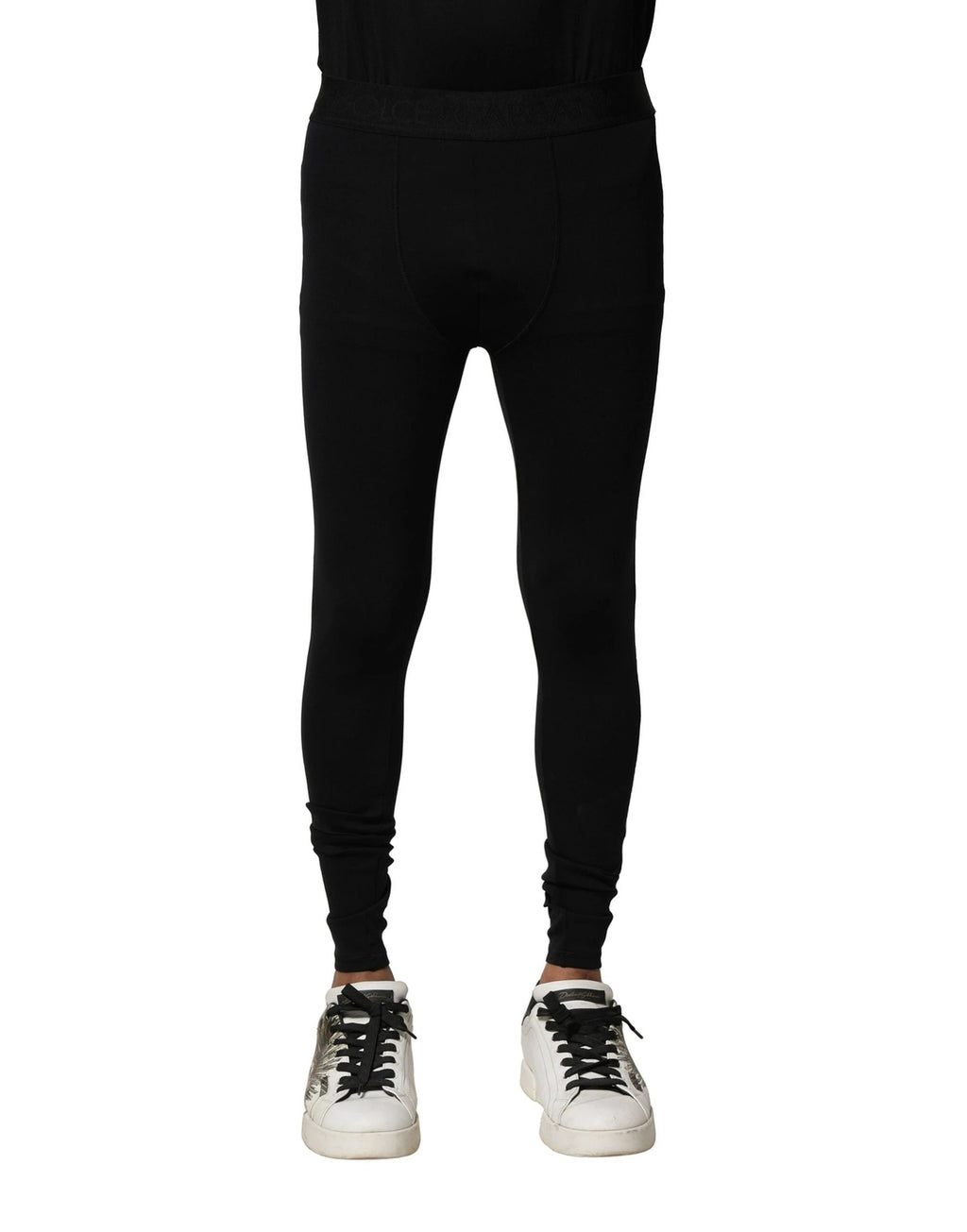 Dolce & Gabbana Black Nylon Elastic Logo Men Leggings Pants by Dolce & Gabbana