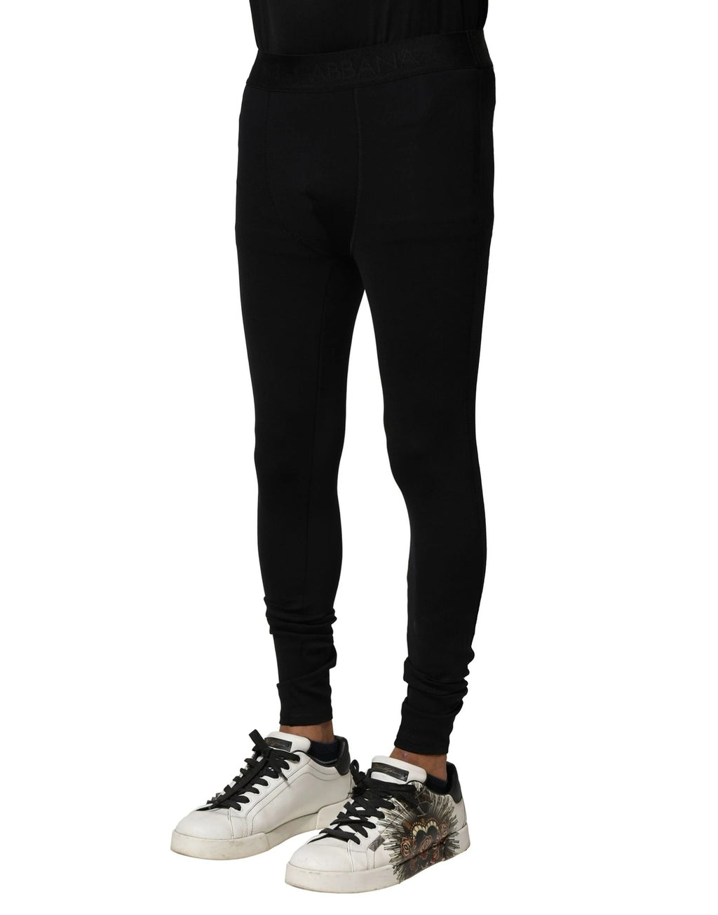 Dolce & Gabbana Black Nylon Elastic Logo Men Leggings Pants by Dolce & Gabbana