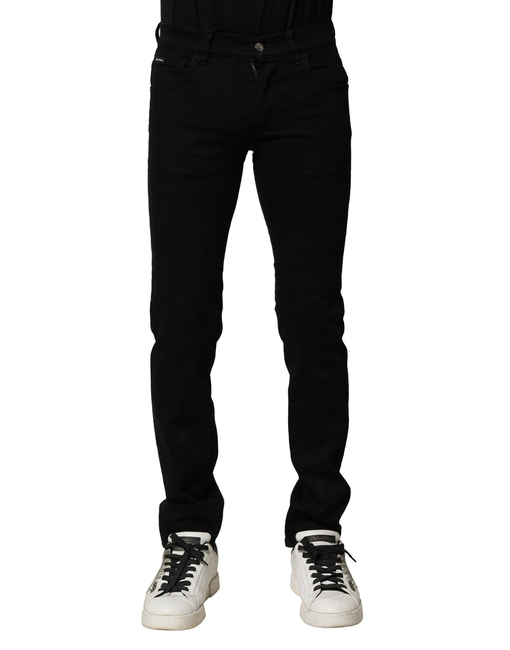 Dolce & Gabbana Black Cotton Stretch Skinny Men Denim Jeans by Dolce & Gabbana