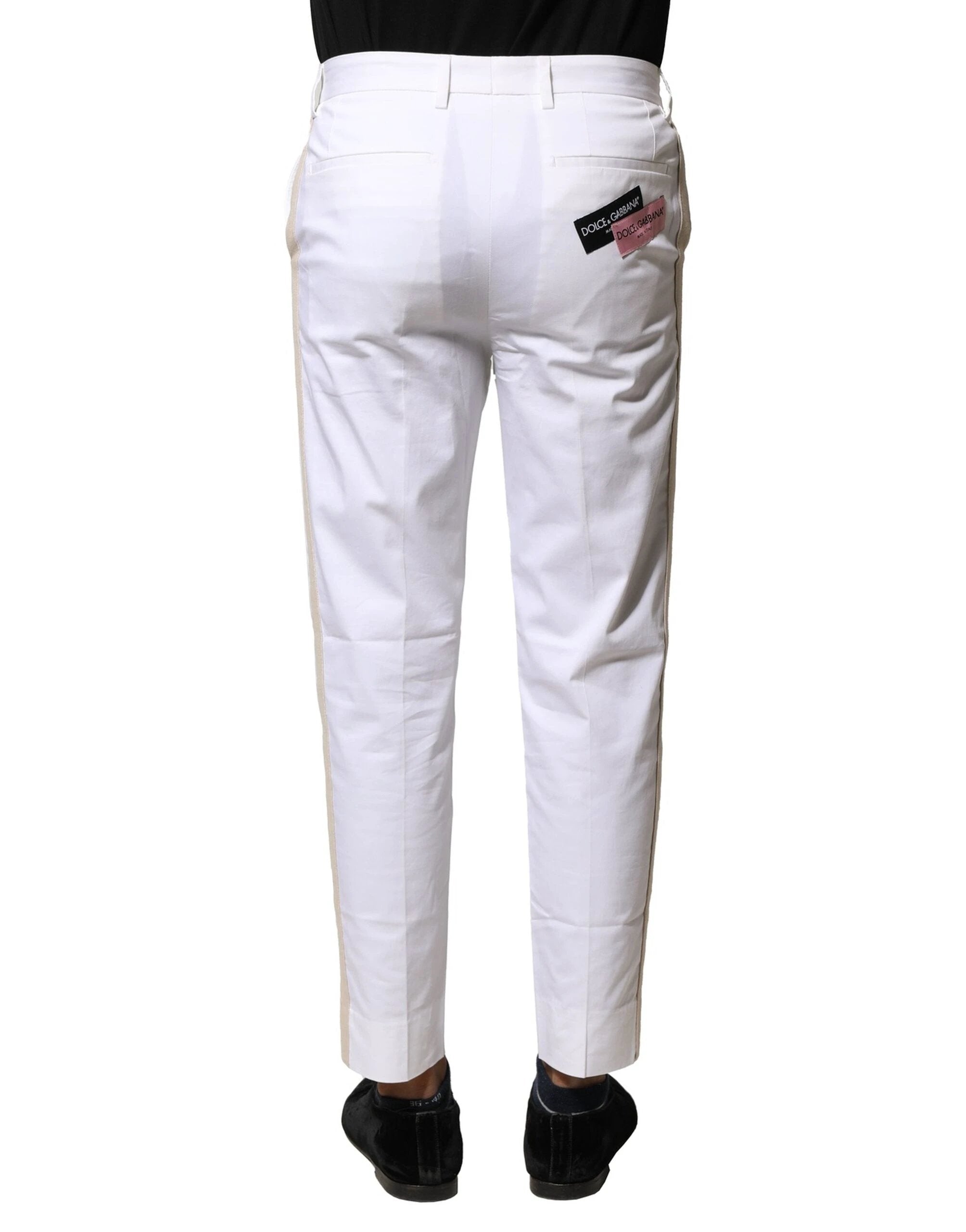 Dolce & Gabbana White Cotton Straight Logo Men Pants by Dolce & Gabbana
