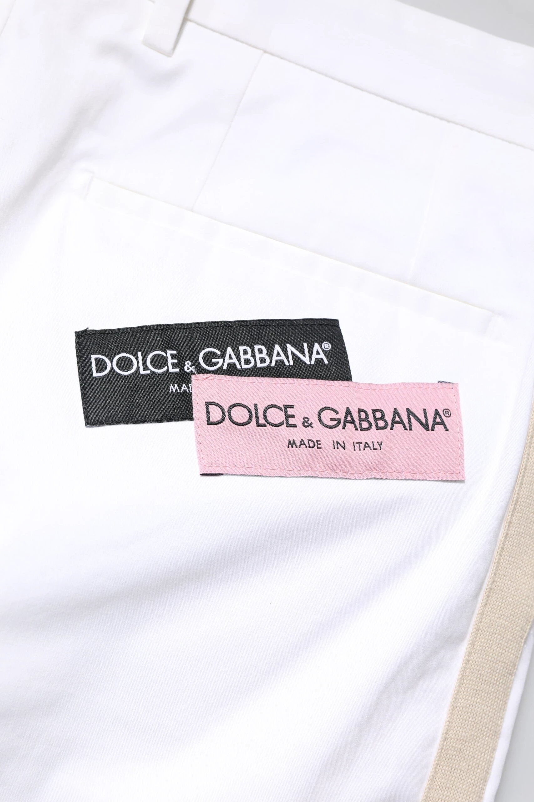 Dolce & Gabbana White Cotton Straight Logo Men Pants by Dolce & Gabbana
