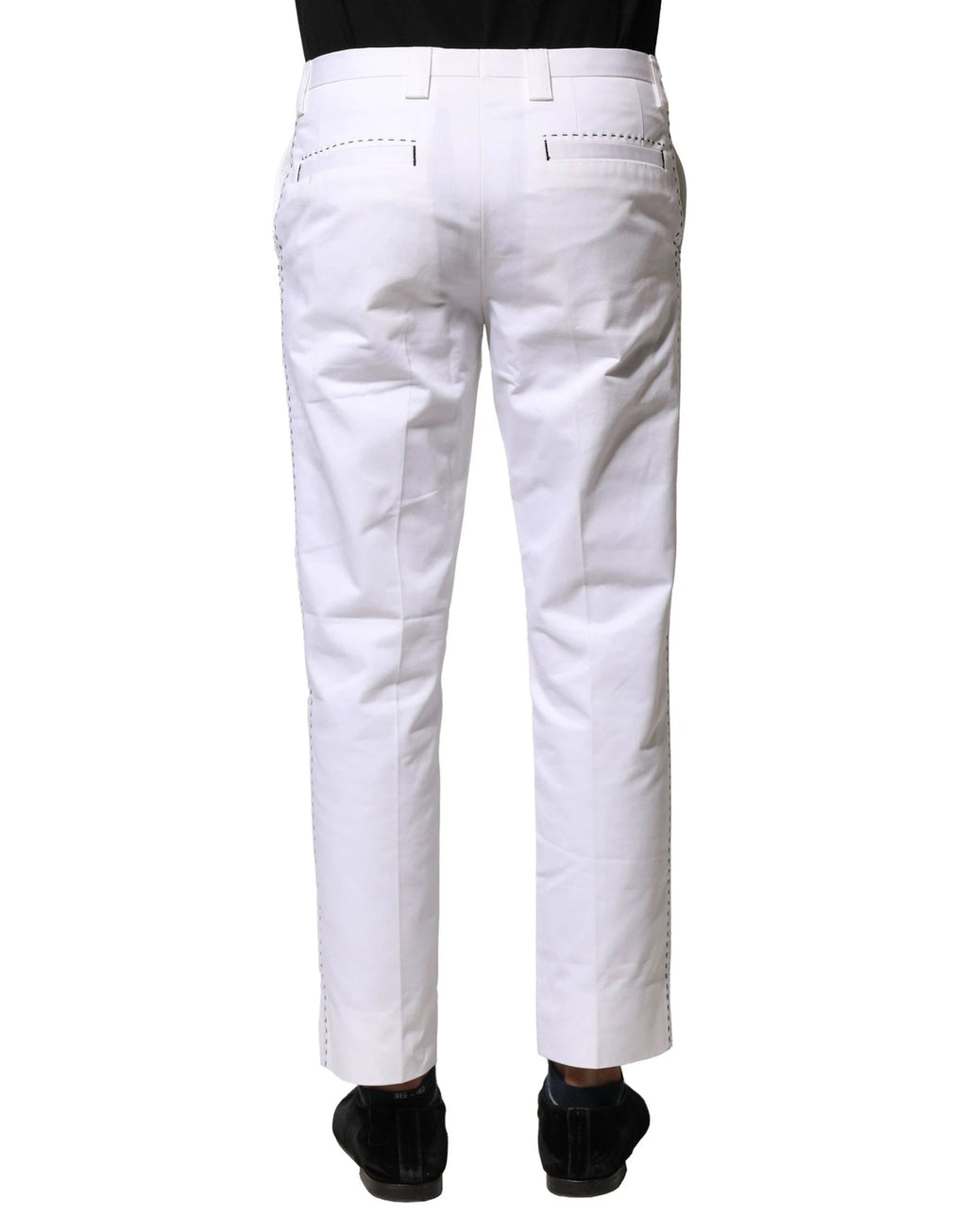 Dolce & Gabbana White Cotton Straight Logo Men Pants by Dolce & Gabbana