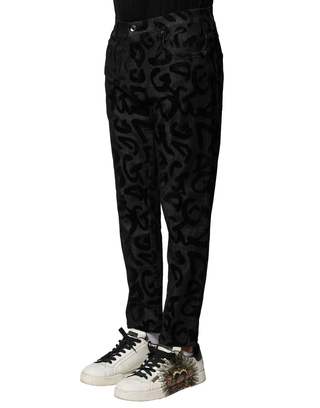 Dolce & Gabbana Gray Cotton DG Logo Straight Men Denim Jeans by Dolce & Gabbana