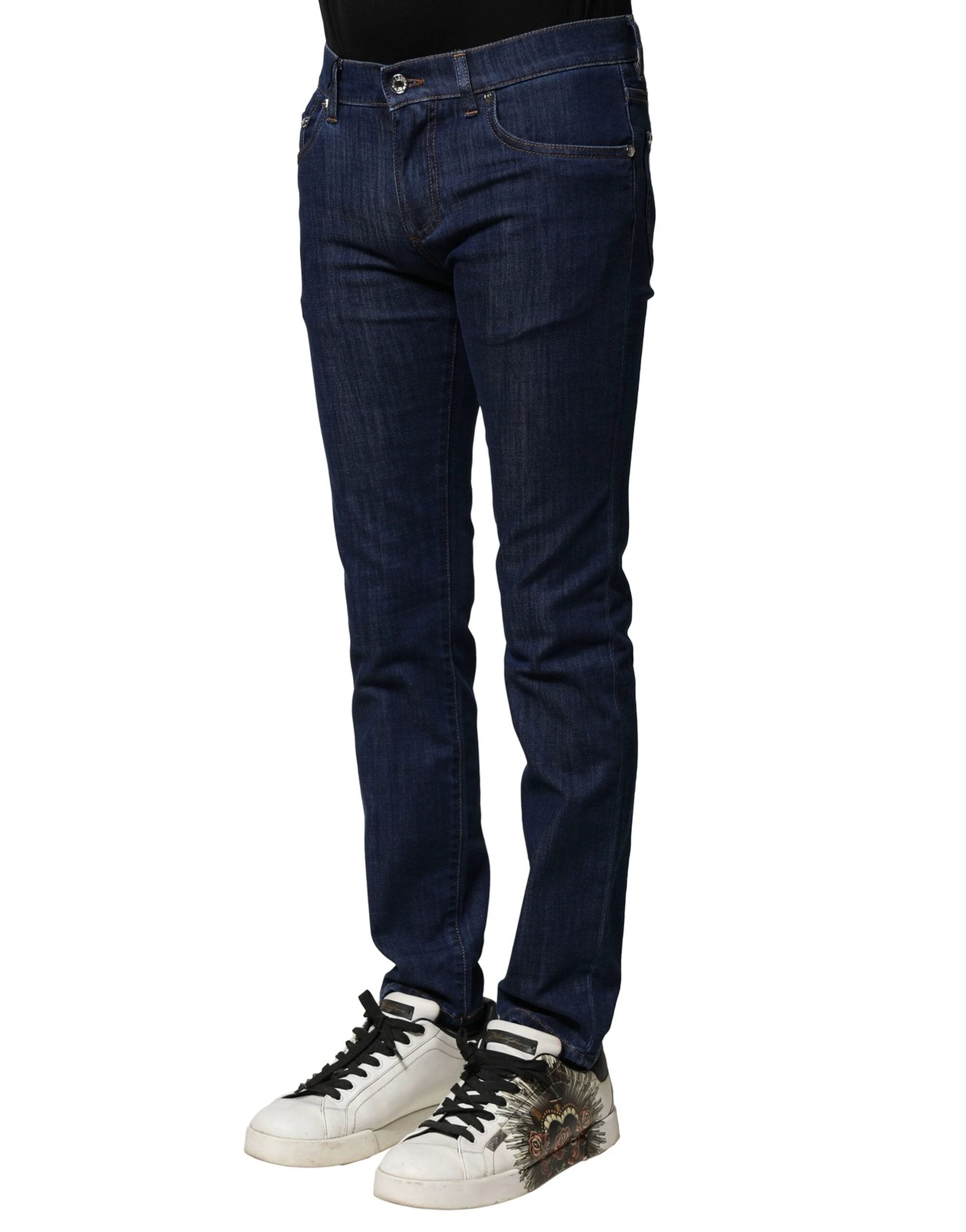 Dolce & Gabbana Blue Cotton Stretch Skinny Men Denim Jeans by Dolce & Gabbana