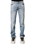 Dolce & Gabbana Light Blue Washed Straight Fit Denim Jeans by Dolce & Gabbana