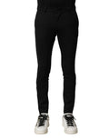 Dolce & Gabbana Black Wool Men Skinny Mid Waist Pants by Dolce & Gabbana