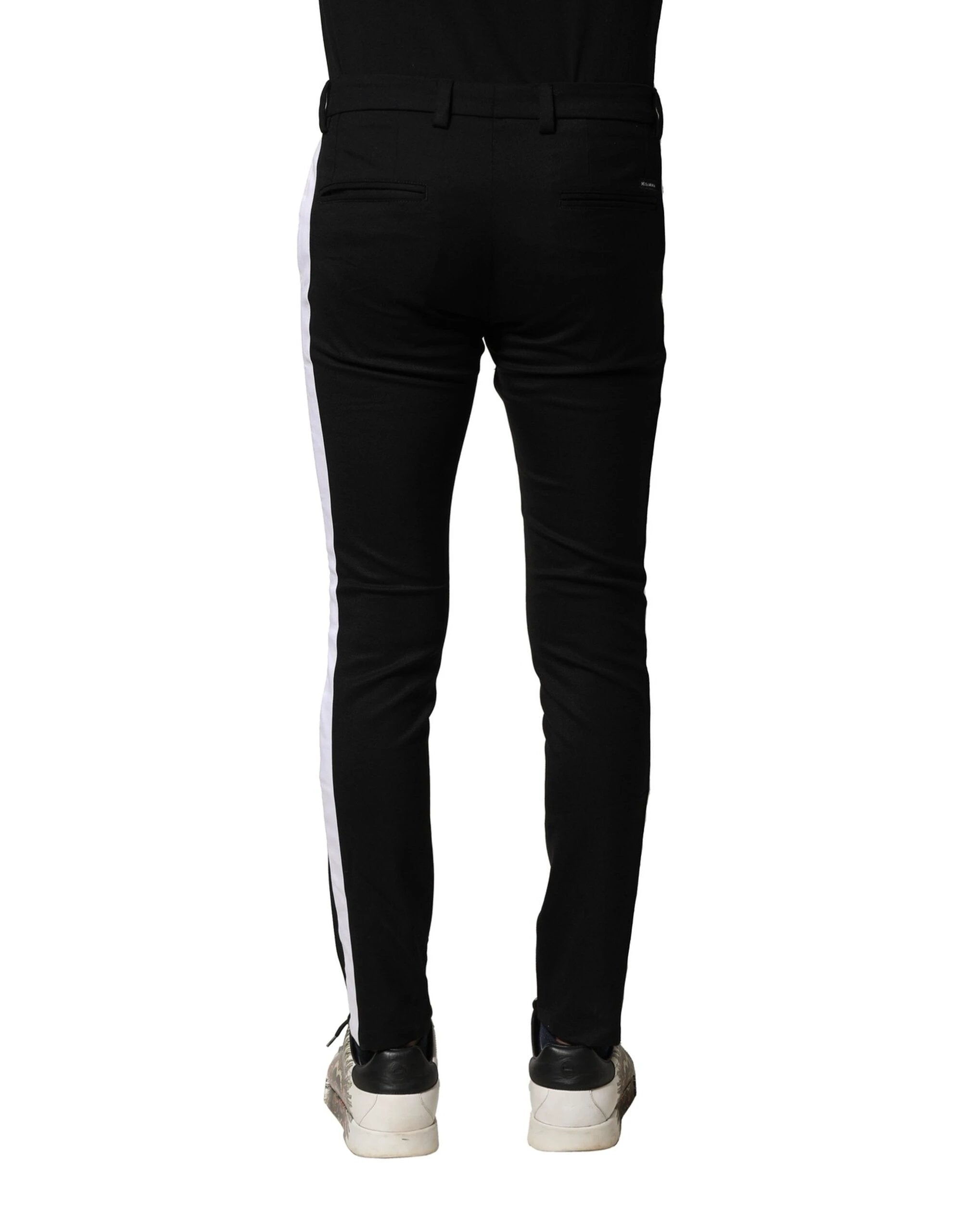 Dolce & Gabbana Black Wool Men Skinny Mid Waist Pants by Dolce & Gabbana