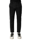 Dolce & Gabbana Black Gray Cotton Tapered Men Pants by Dolce & Gabbana