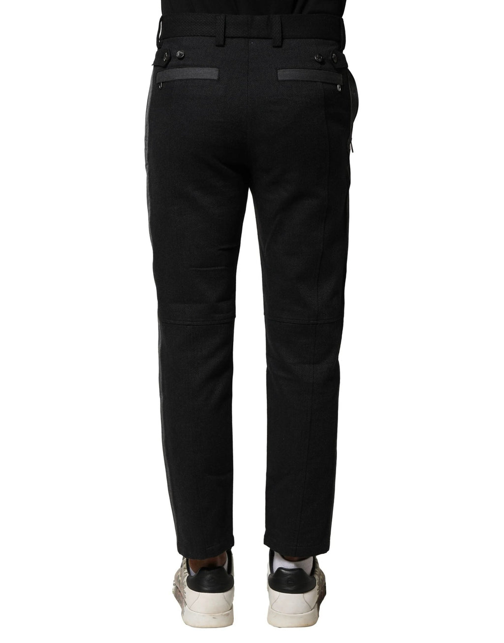 Dolce & Gabbana Black Gray Cotton Tapered Men Pants by Dolce & Gabbana
