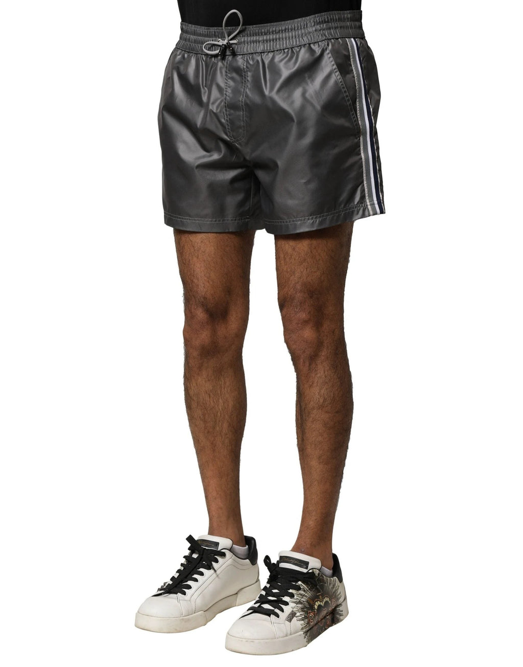Dolce & Gabbana Gray Polyester Mid Waist Casual Bermuda Shorts by Dolce & Gabbana