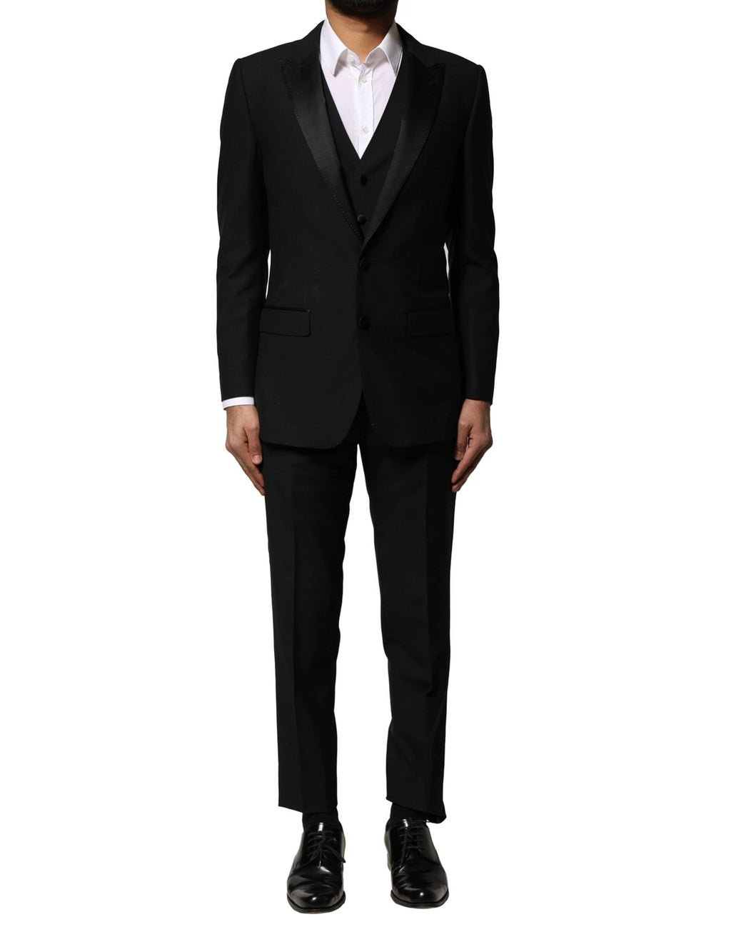 Dolce & Gabbana Black Wool 3 Piece Single Breasted Suit by Dolce & Gabbana