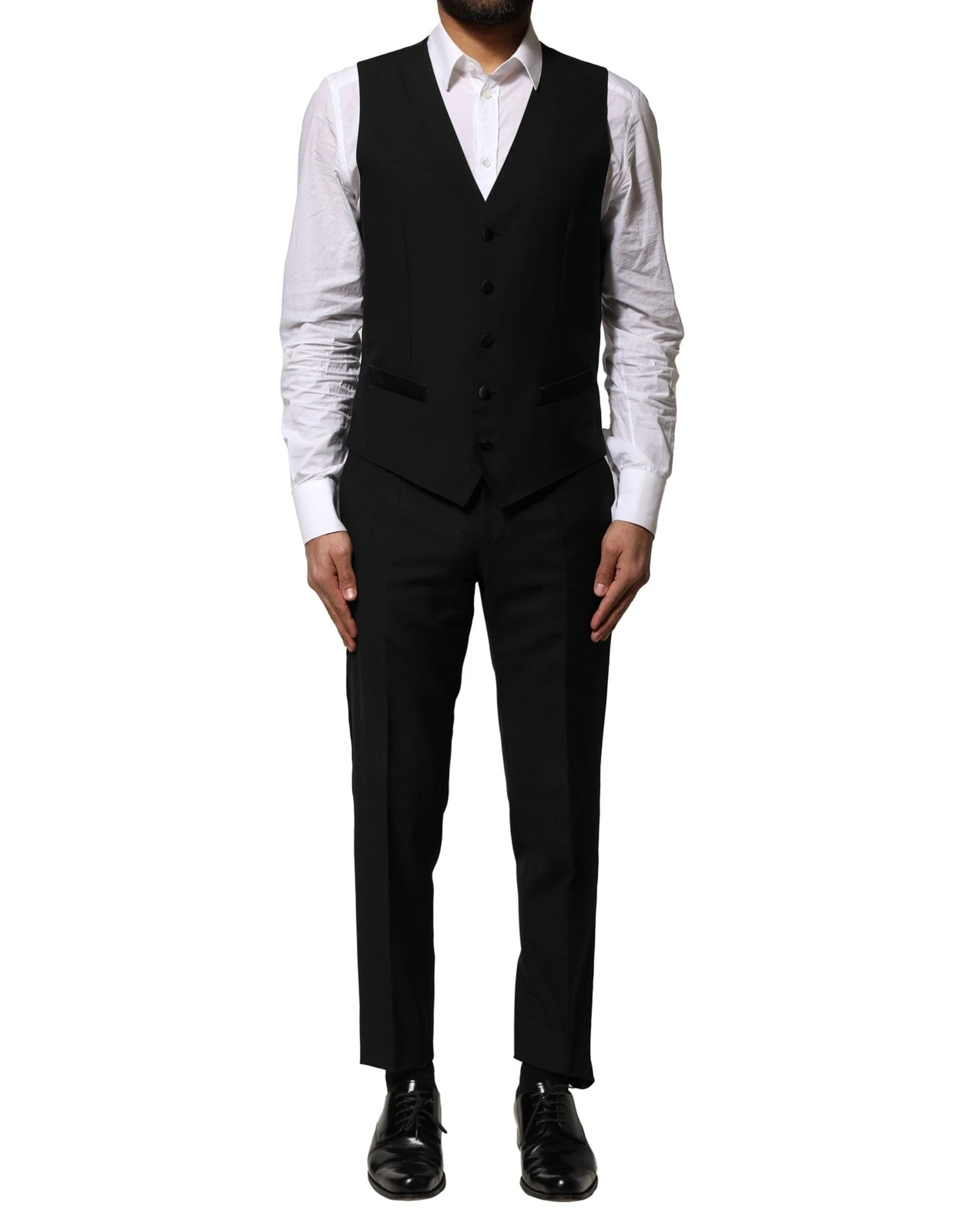 Dolce & Gabbana Black Wool 3 Piece Single Breasted Suit by Dolce & Gabbana