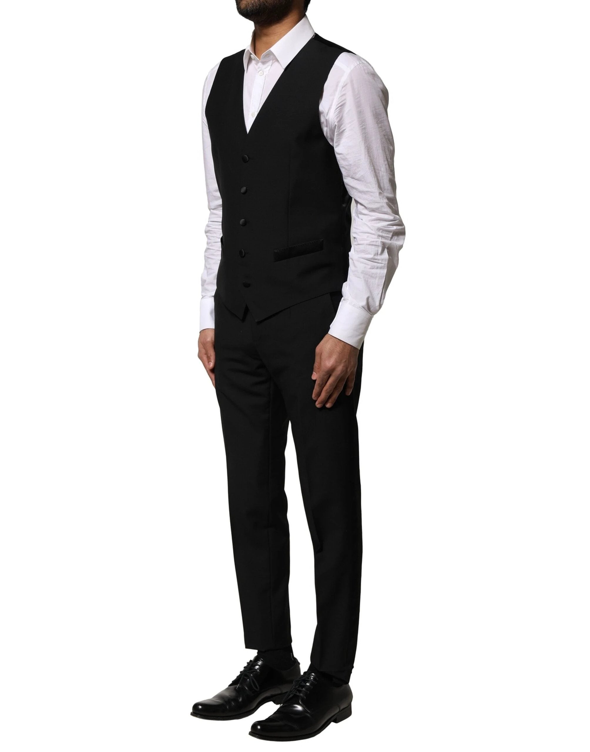 Dolce & Gabbana Black Wool 3 Piece Single Breasted Suit by Dolce & Gabbana