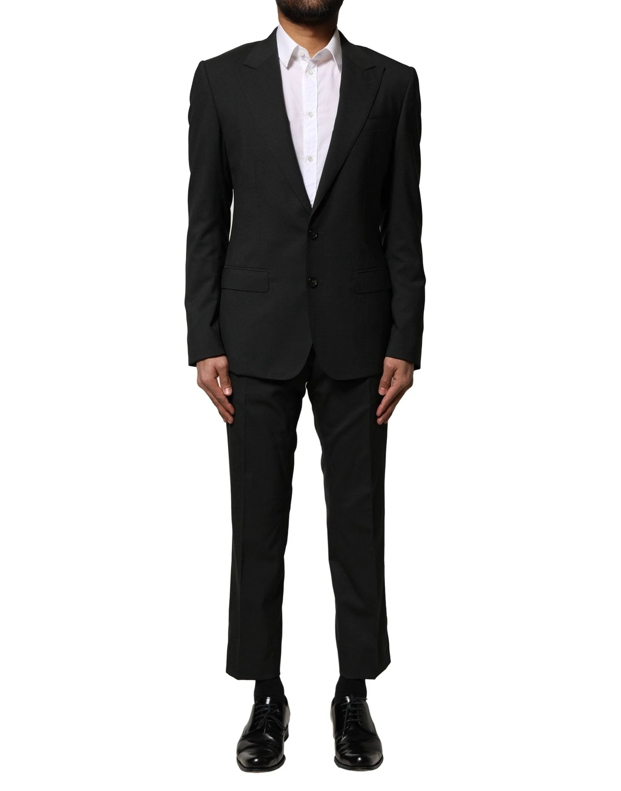 Dolce & Gabbana Black Wool 2 Piece Single Breasted Suit by Dolce & Gabbana