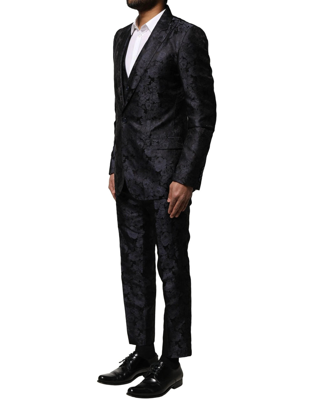 Dolce & Gabbana Black Jacquard 3 Piece Single Breasted Suit by Dolce & Gabbana