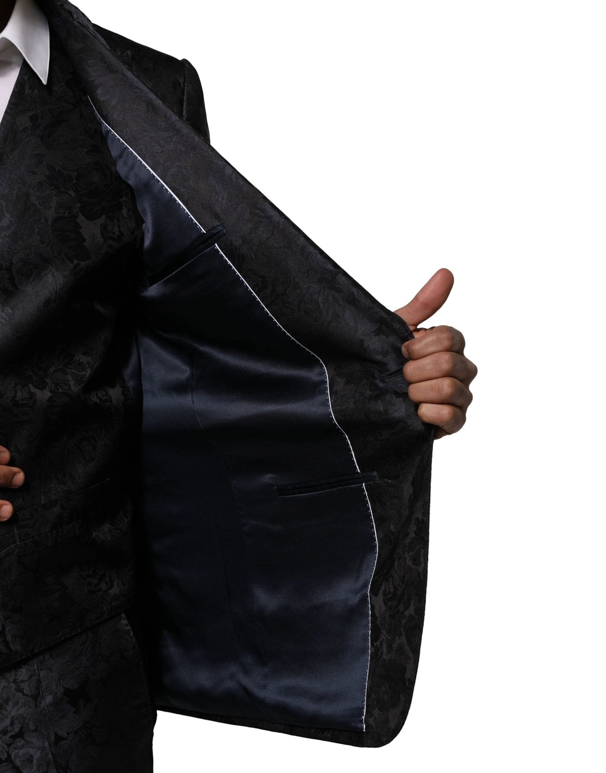 Dolce & Gabbana Black Jacquard 3 Piece Single Breasted Suit by Dolce & Gabbana