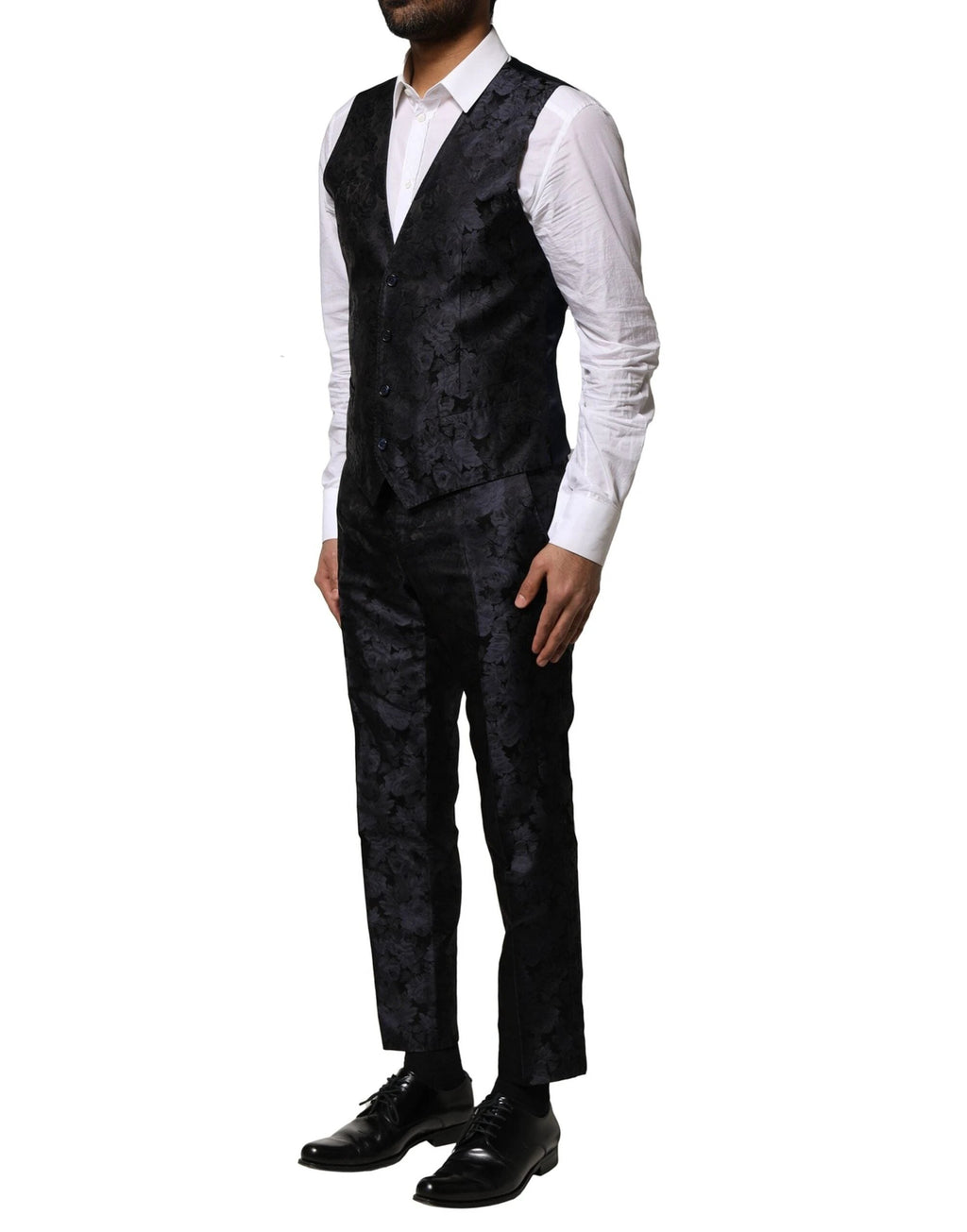 Dolce & Gabbana Black Jacquard 3 Piece Single Breasted Suit by Dolce & Gabbana