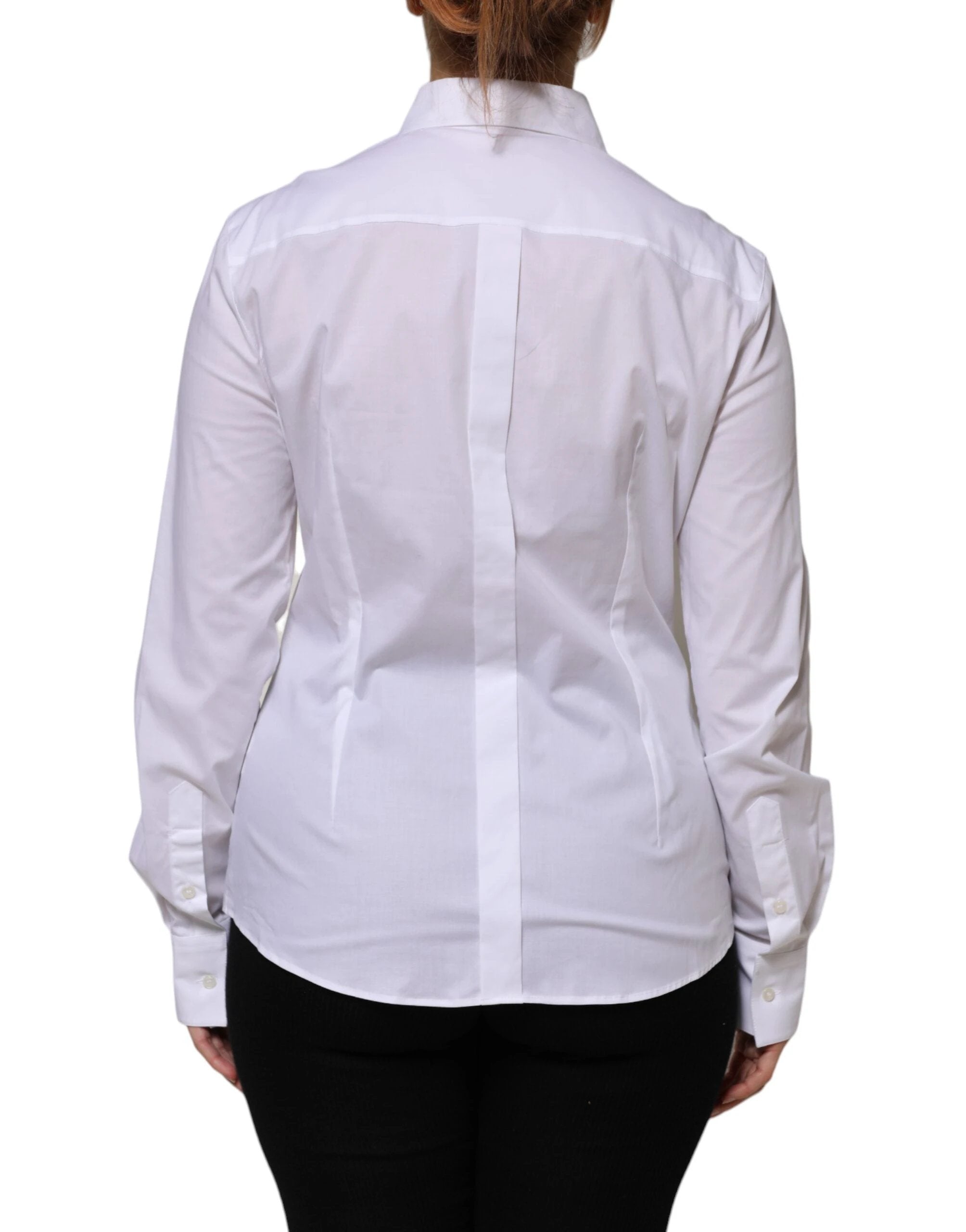 Dolce & Gabbana White Cotton Collared Long Sleeves Shirt Top by Dolce & Gabbana
