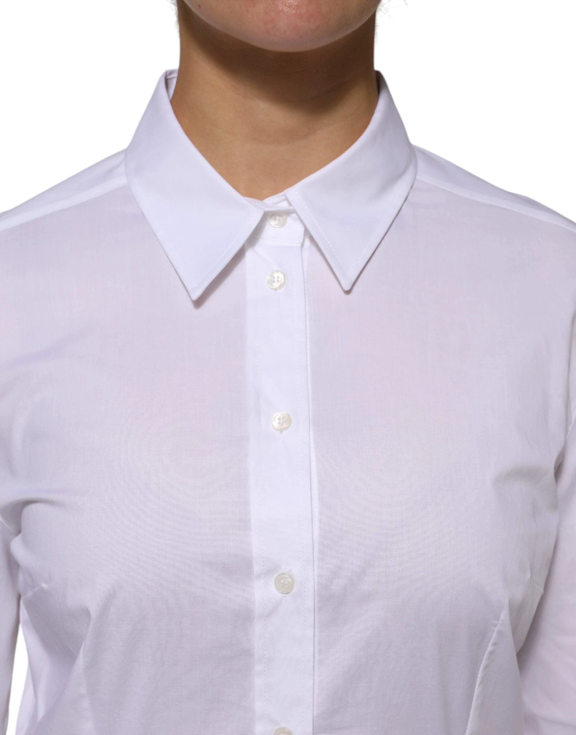 Dolce & Gabbana White Cotton Collared Long Sleeves Shirt Top by Dolce & Gabbana