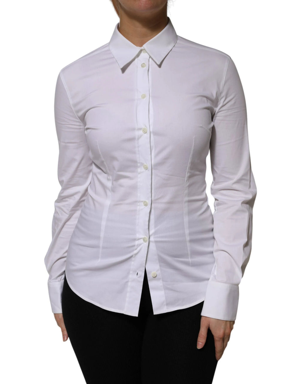 Dolce & Gabbana White Cotton Collared Long Sleeves Shirt Top by Dolce & Gabbana