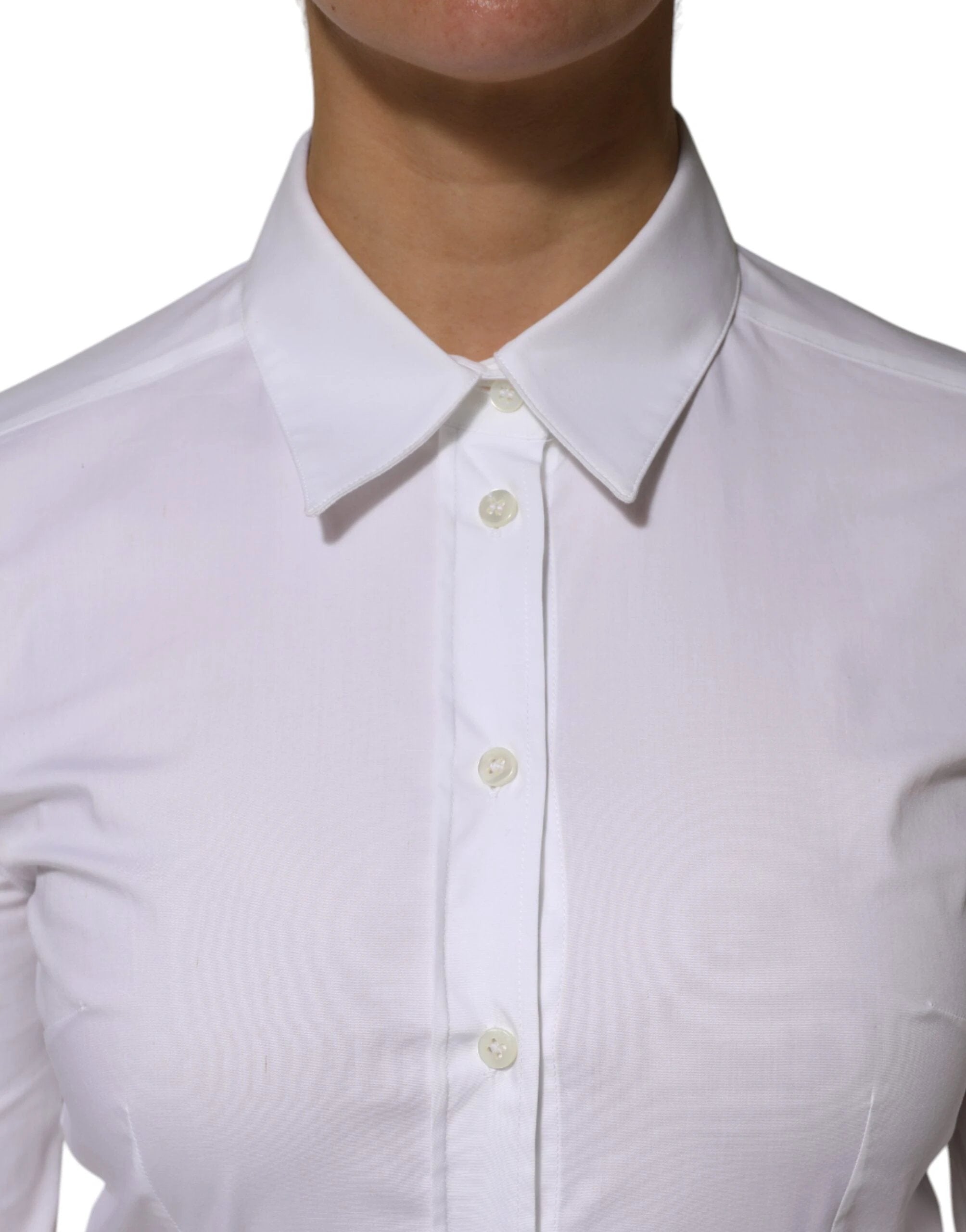 Dolce & Gabbana White Cotton Collared Long Sleeves Shirt Top by Dolce & Gabbana