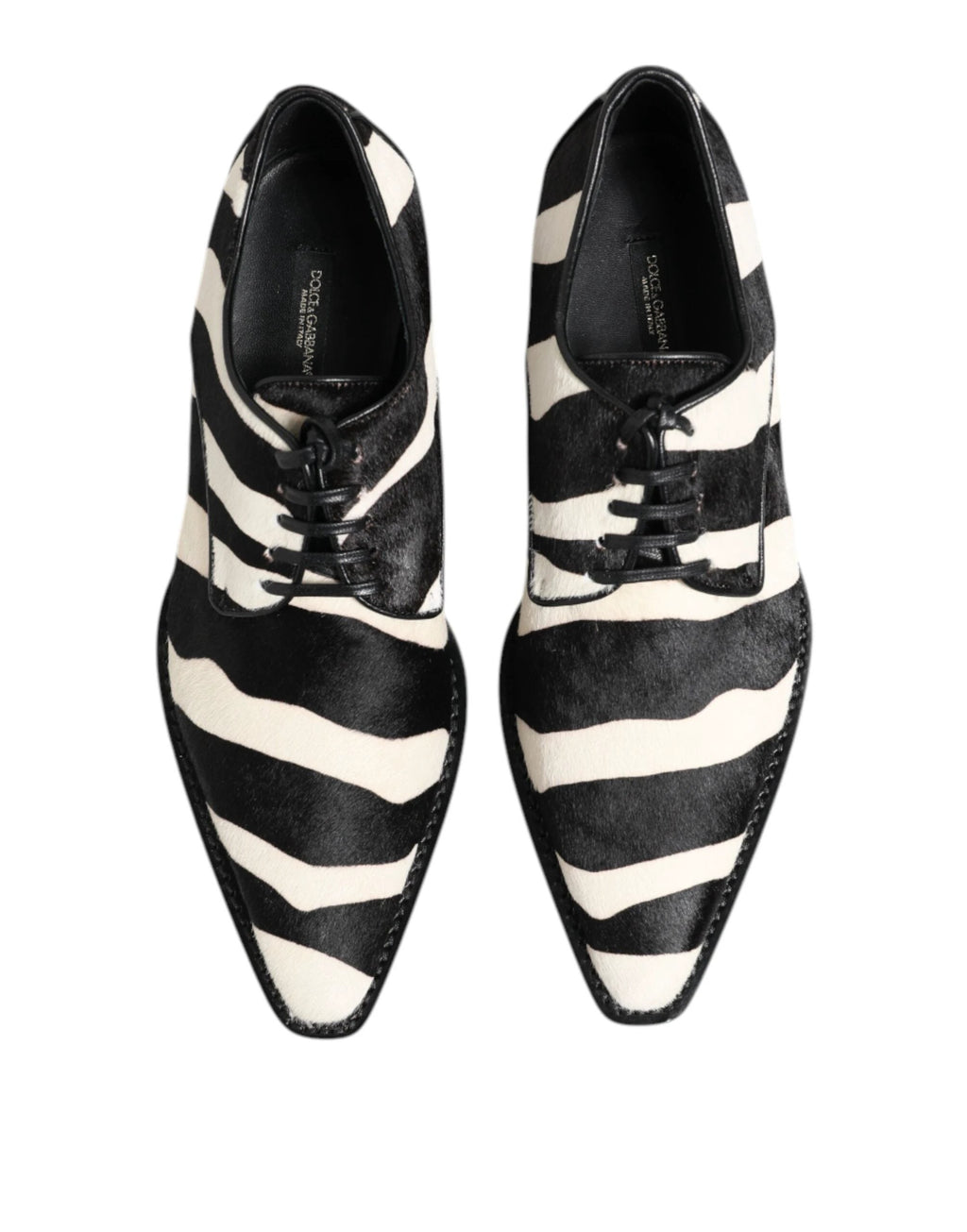 Dolce & Gabbana Black White Zebra Pony Fur Dress Shoes by Dolce & Gabbana