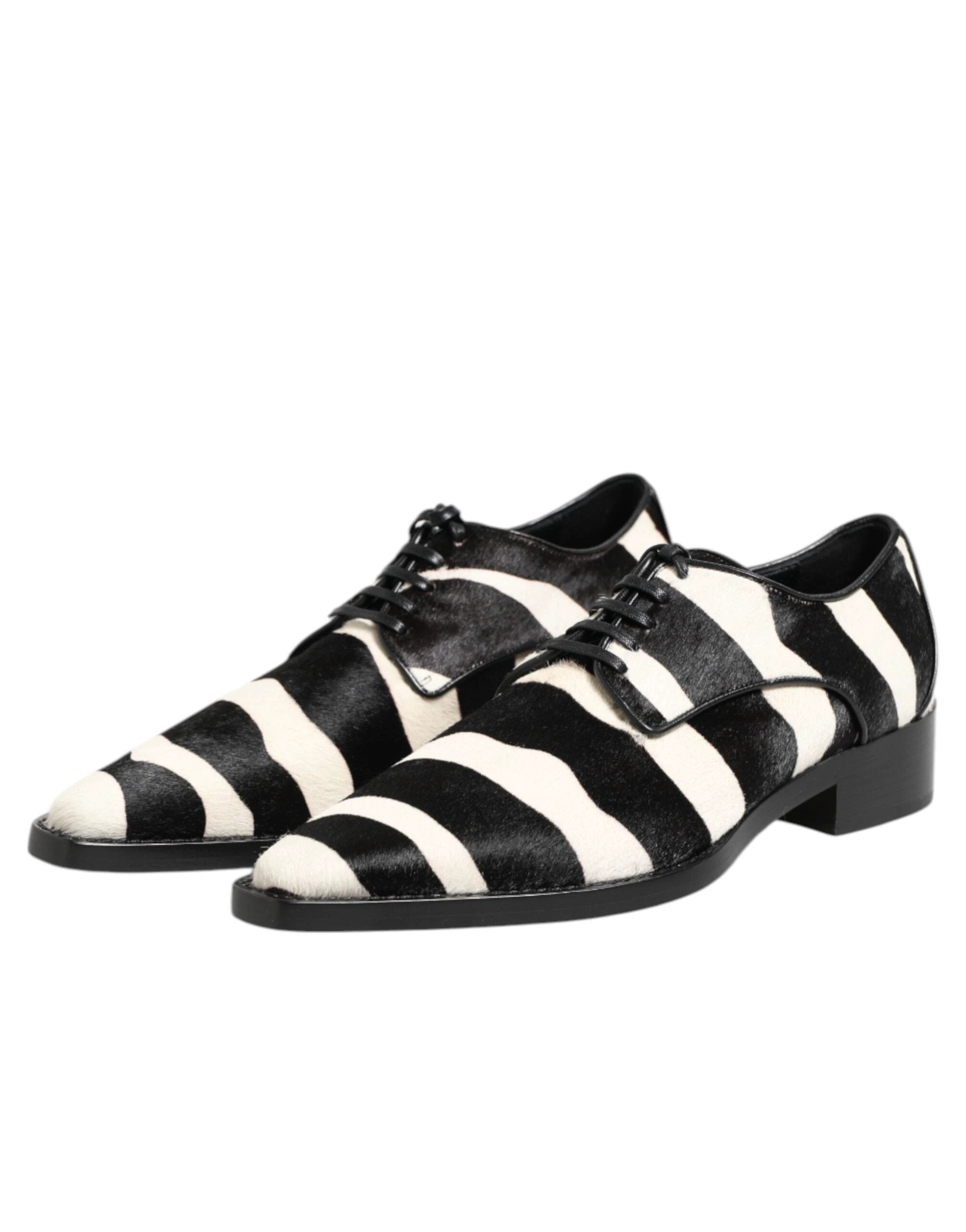 Dolce & Gabbana Black White Zebra Pony Fur Dress Shoes by Dolce & Gabbana