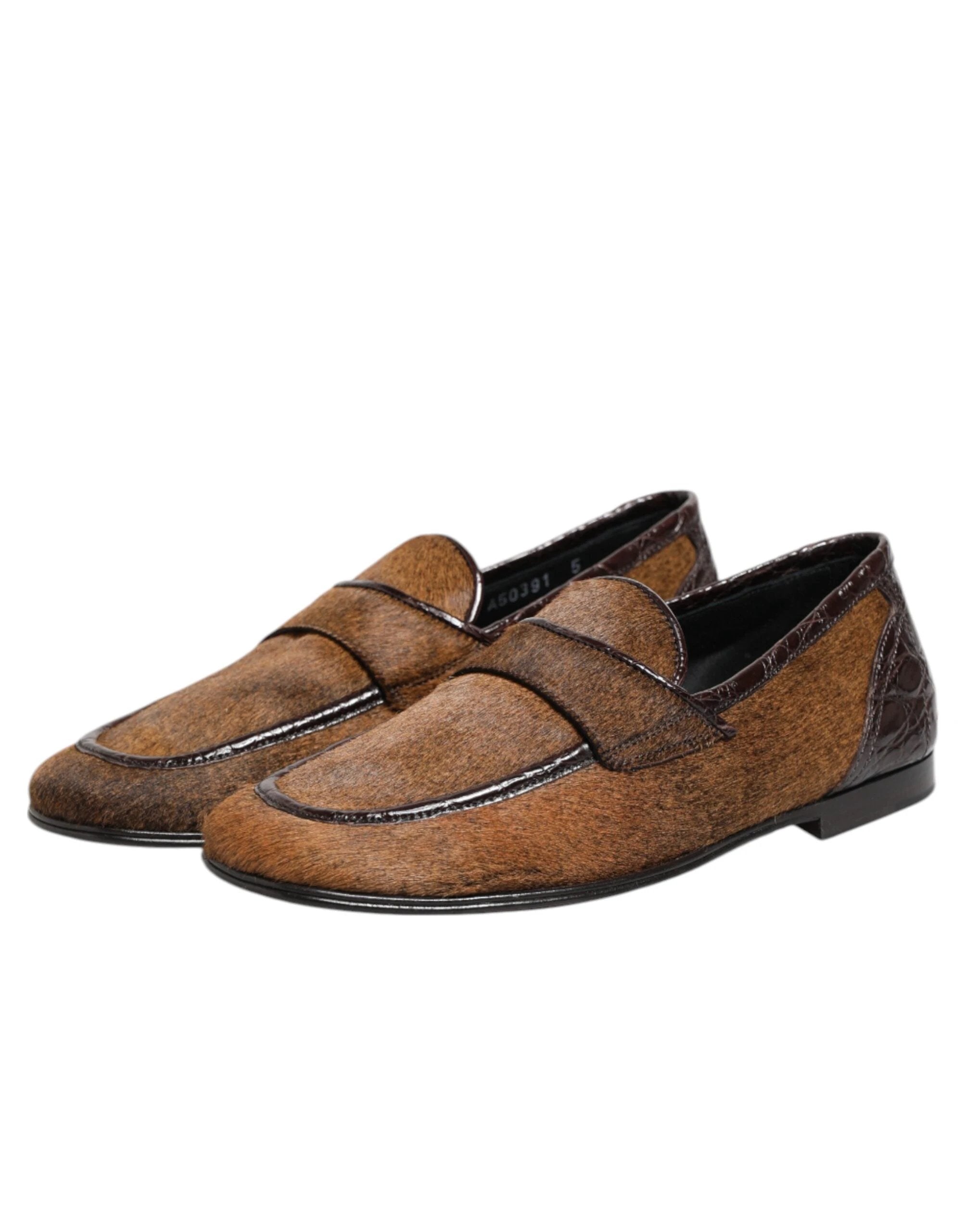 Dolce & Gabbana Brown Loafers Leather Slip On Men Dress Shoes by Dolce & Gabbana