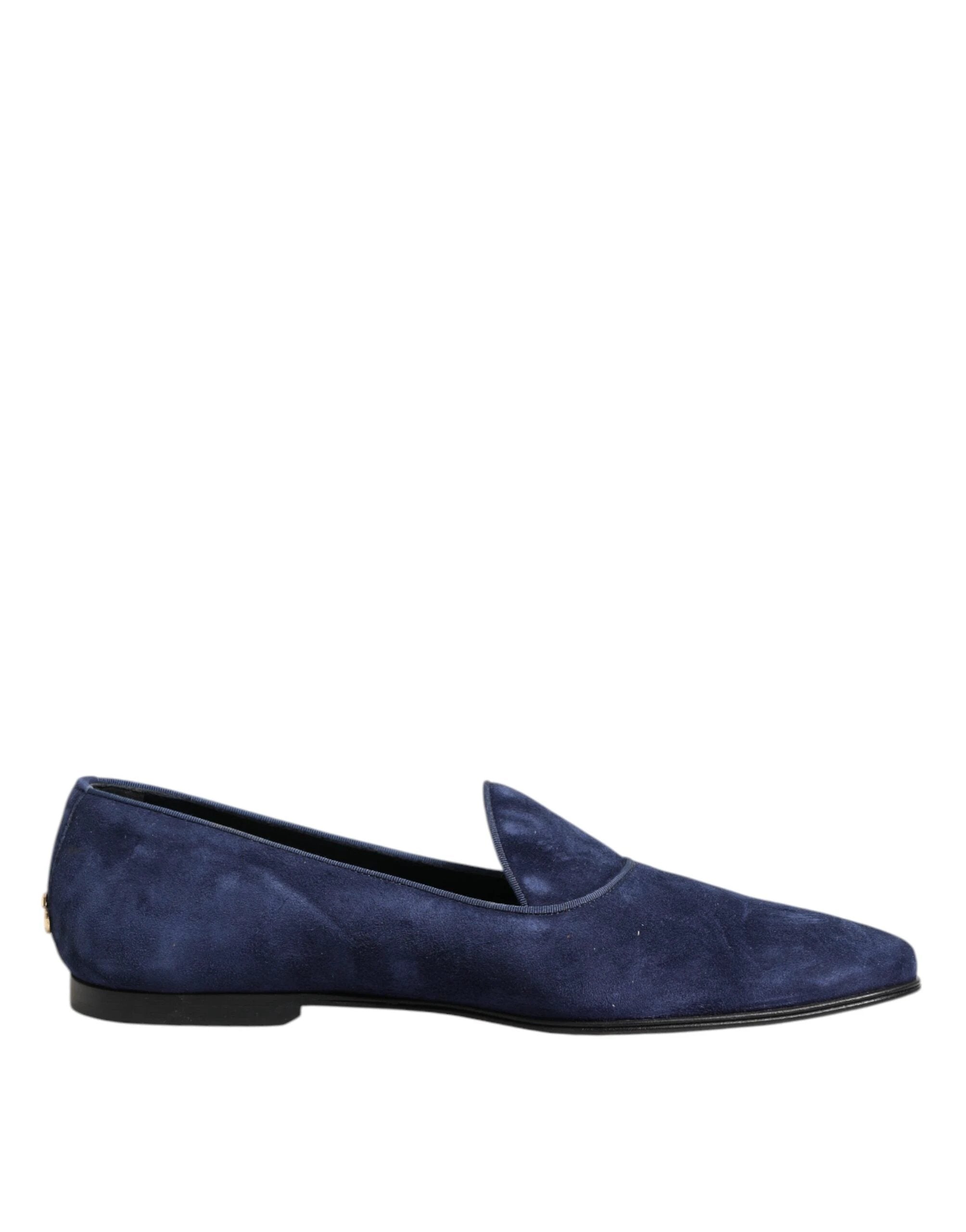 Dolce & Gabbana Blue Velvet DG Logo Loafers Formal Shoes by Dolce & Gabbana