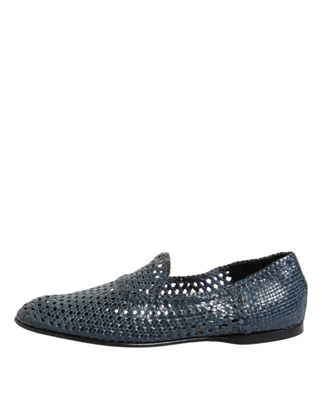 Dolce & Gabbana Blue Woven Leather Slip On Loafers Shoes by Dolce & Gabbana