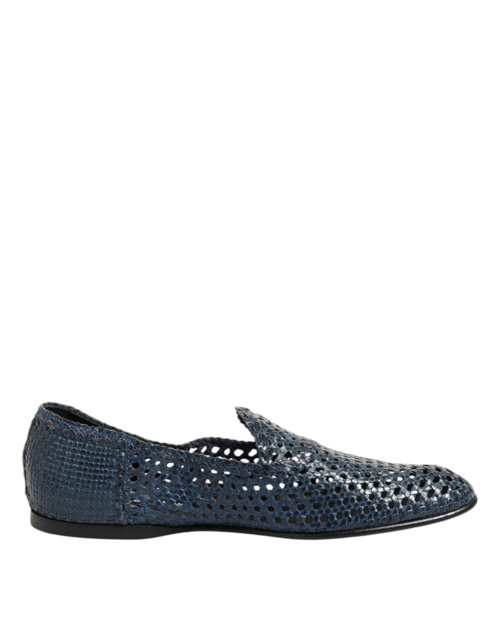 Dolce & Gabbana Blue Woven Leather Slip On Loafers Shoes by Dolce & Gabbana