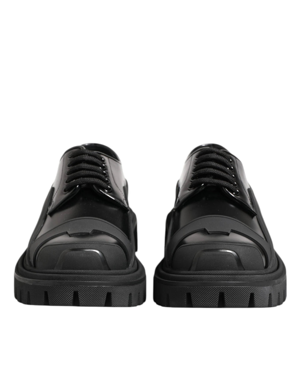 Dolce & Gabbana Black Patent Leather Trekking Derby Shoes by Dolce & Gabbana