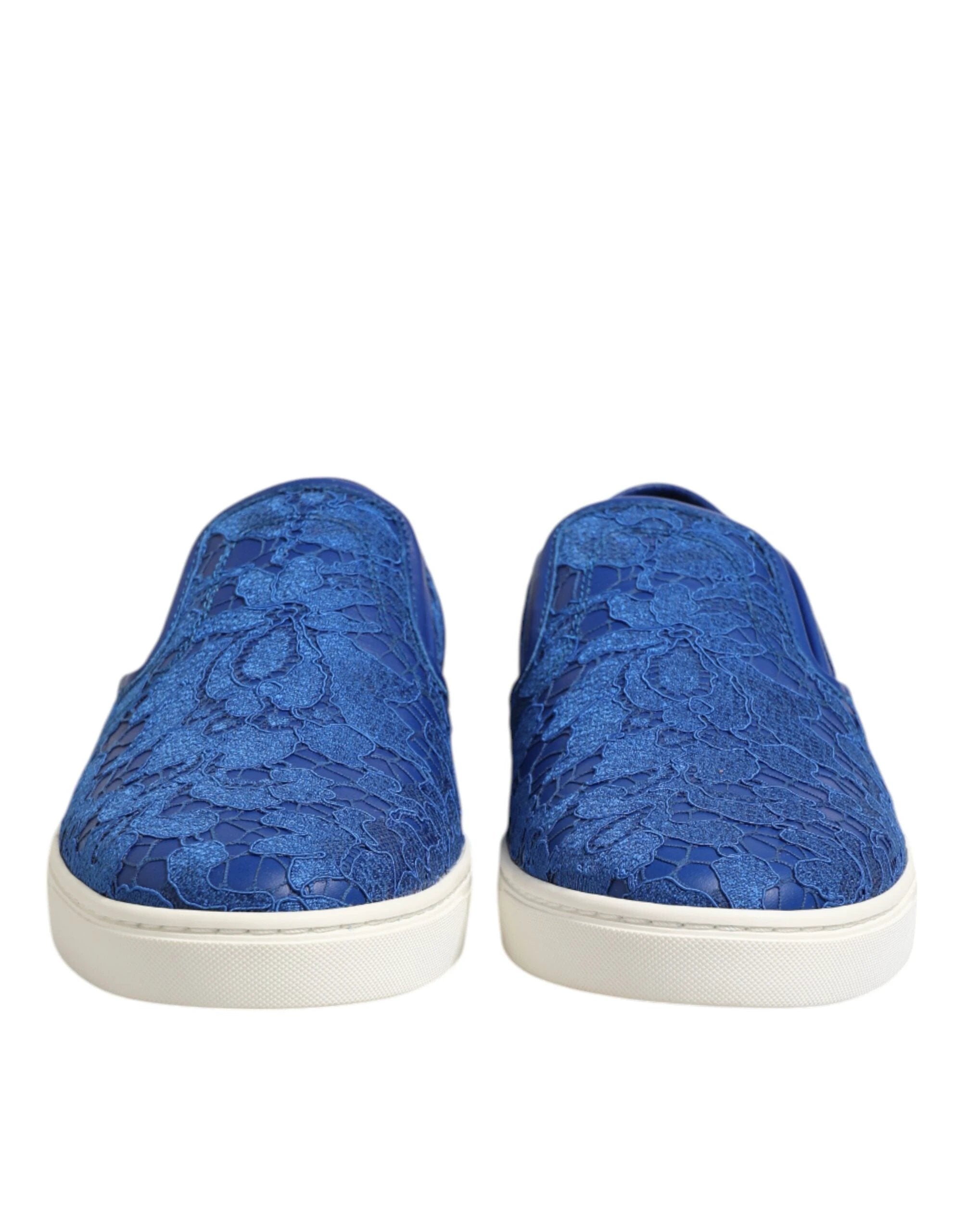 Dolce & Gabbana Blue Leather Lace Slip On Sneaker Shoes by Dolce & Gabbana