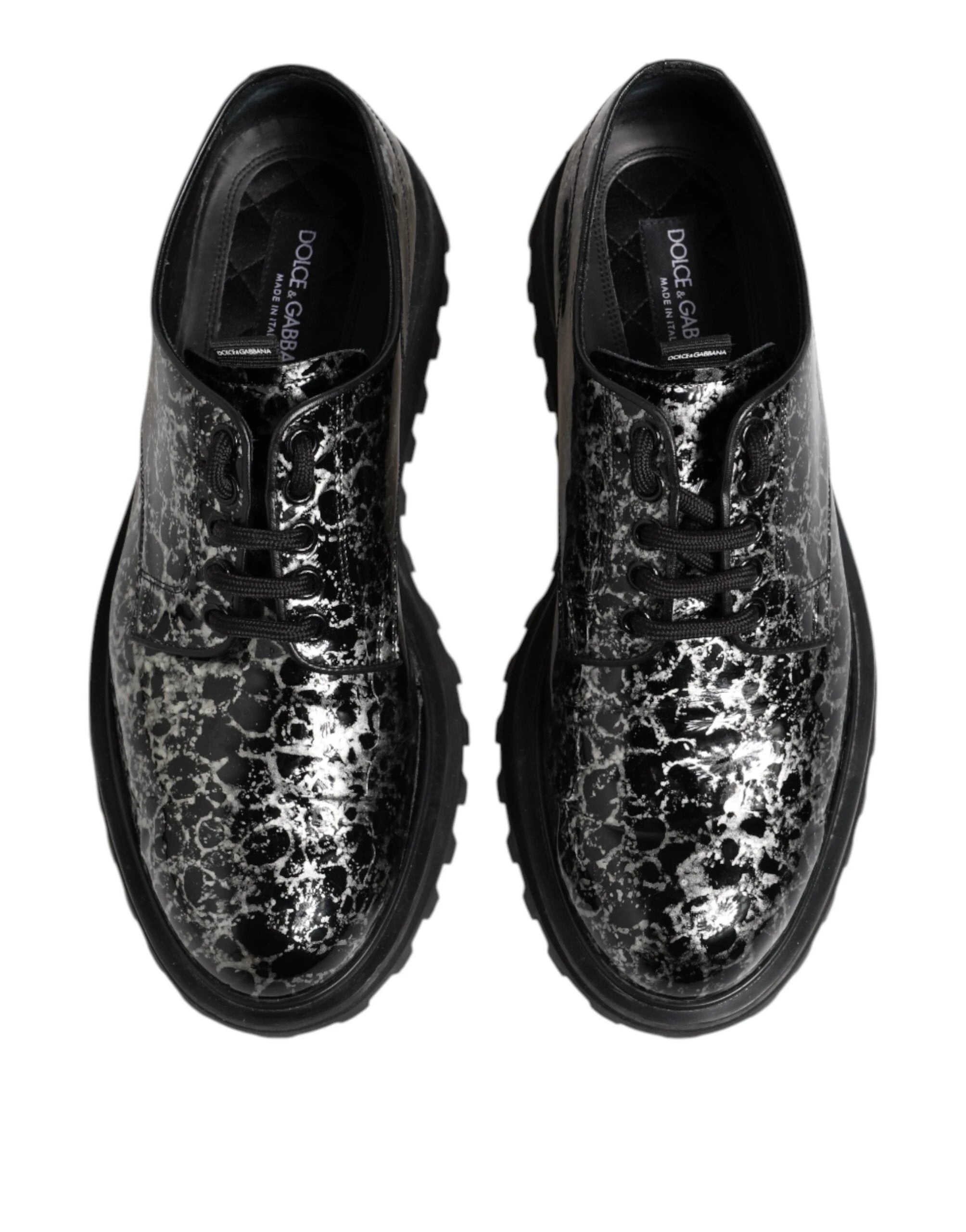 Dolce & Gabbana Black White Calfskin Chunky Derby Shoes by Dolce & Gabbana