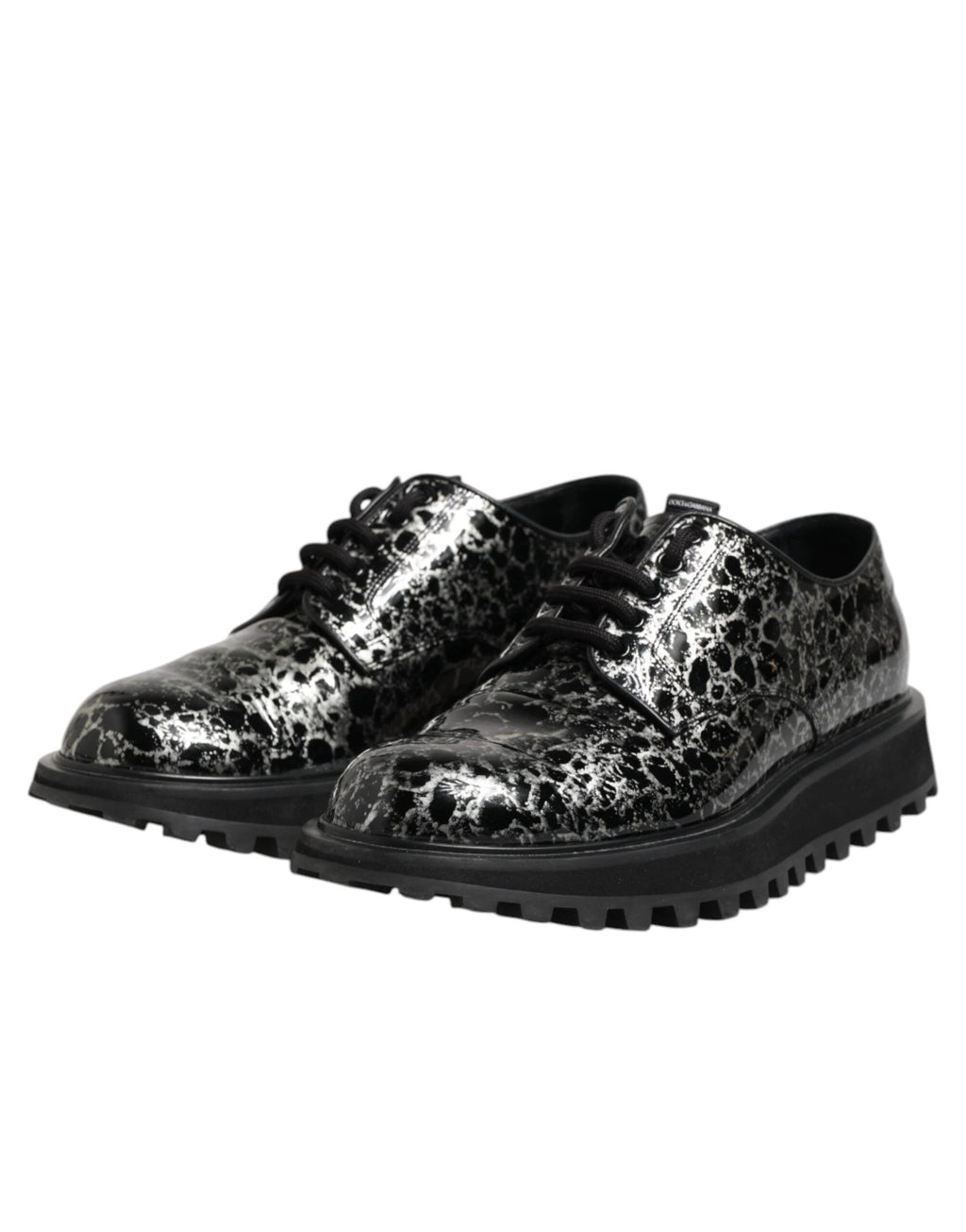 Dolce & Gabbana Black White Calfskin Chunky Derby Shoes by Dolce & Gabbana