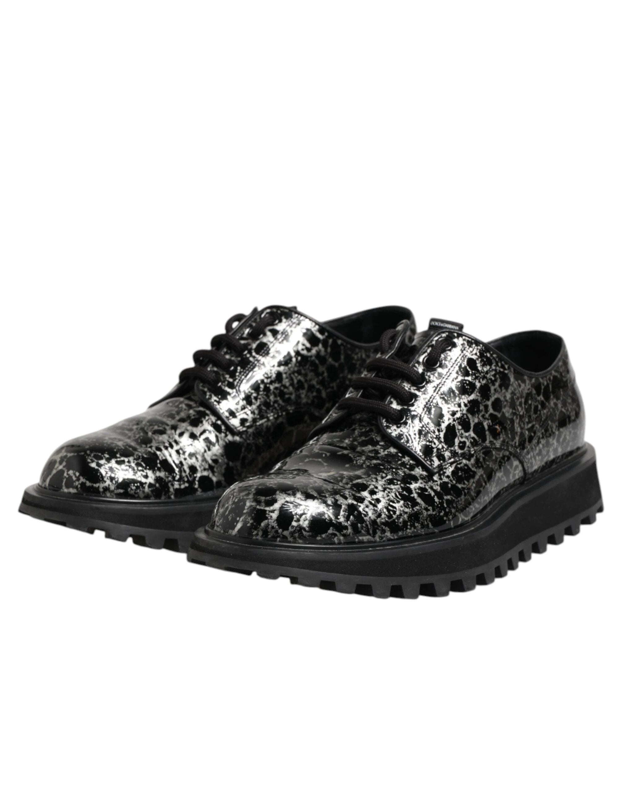 Dolce & Gabbana Black White Calfskin Chunky Derby Shoes by Dolce & Gabbana