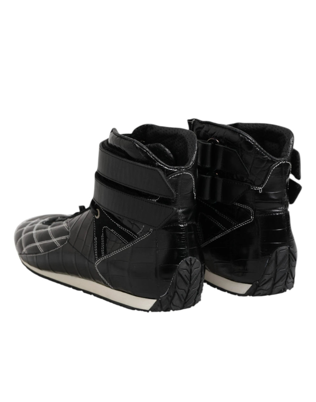 Dolce & Gabbana Black Quilted Leather Lace Up Sneakers Shoes by Dolce & Gabbana